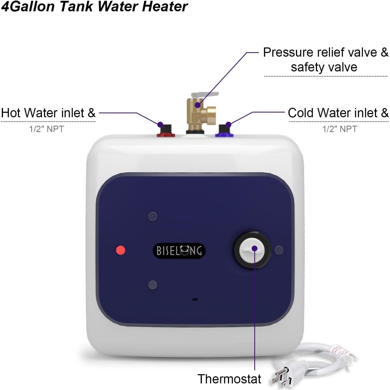 Calentador de Agua Eléctrico BISELONG 15L 1500W Bajo Fregadero