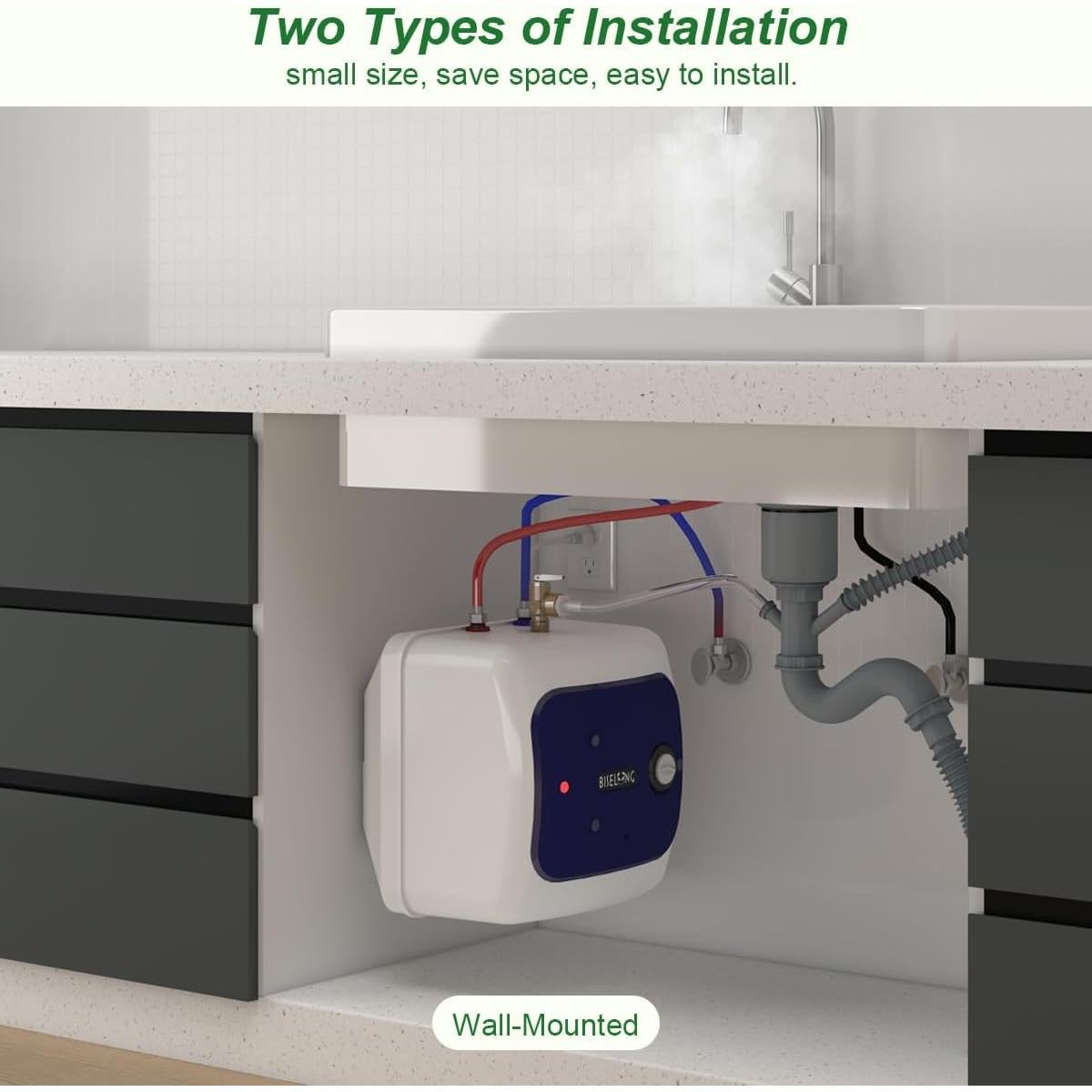 Calentador de Agua Eléctrico BISELONG 15L 1500W Bajo Fregadero