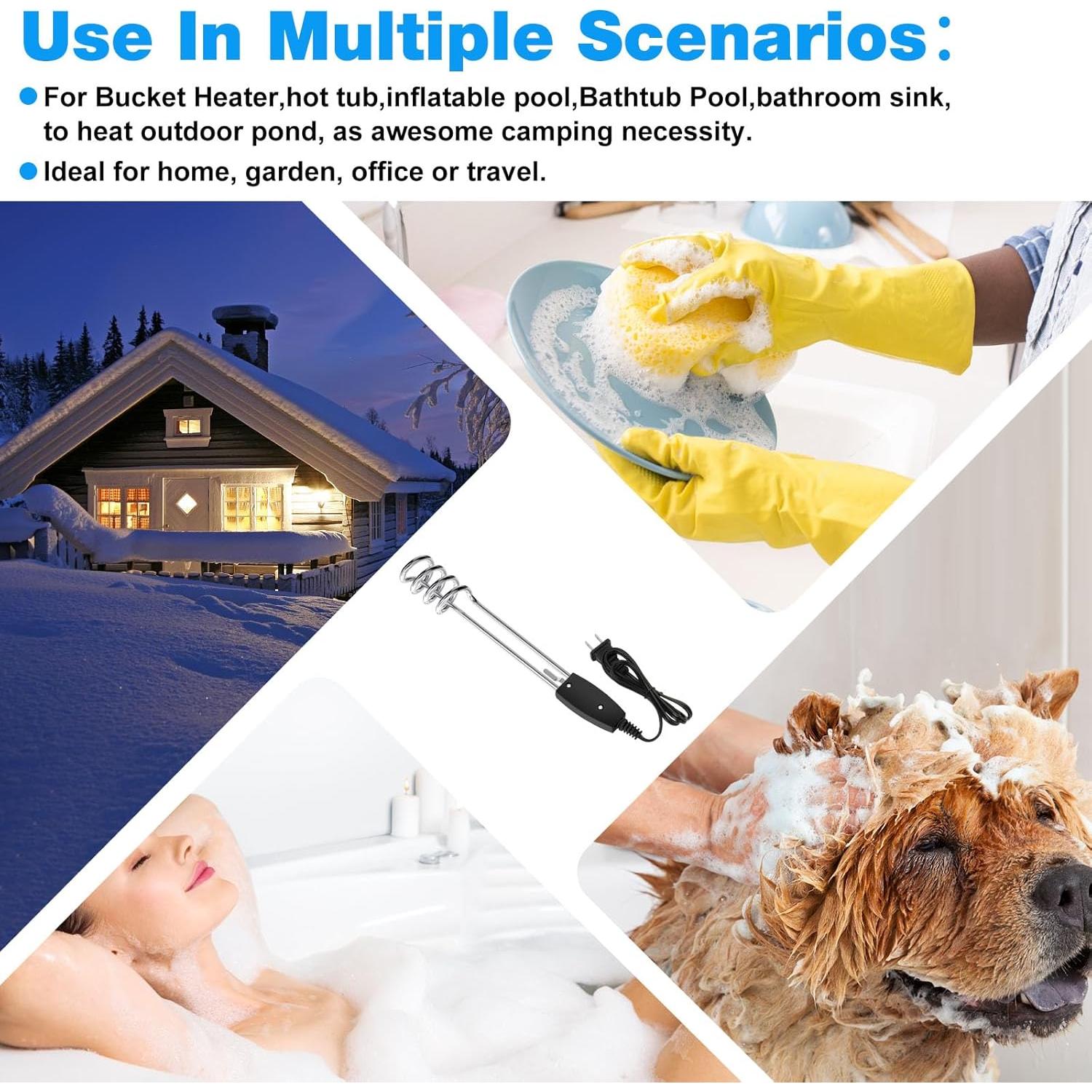 Calentador de Agua Inmerso JIOTAR 1000W 110V Portátil 10in