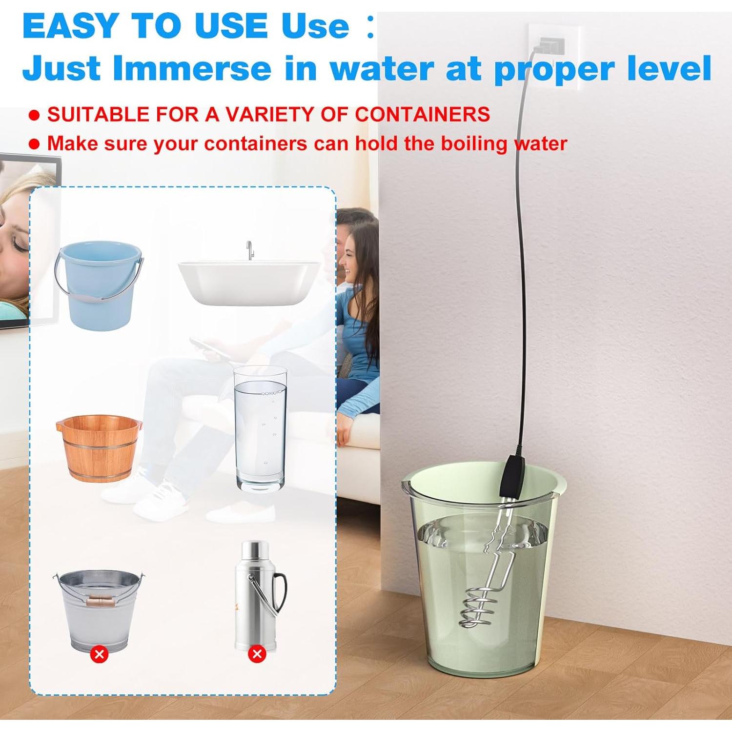 Calentador de Agua Inmerso JIOTAR 1000W 110V Portátil 10in