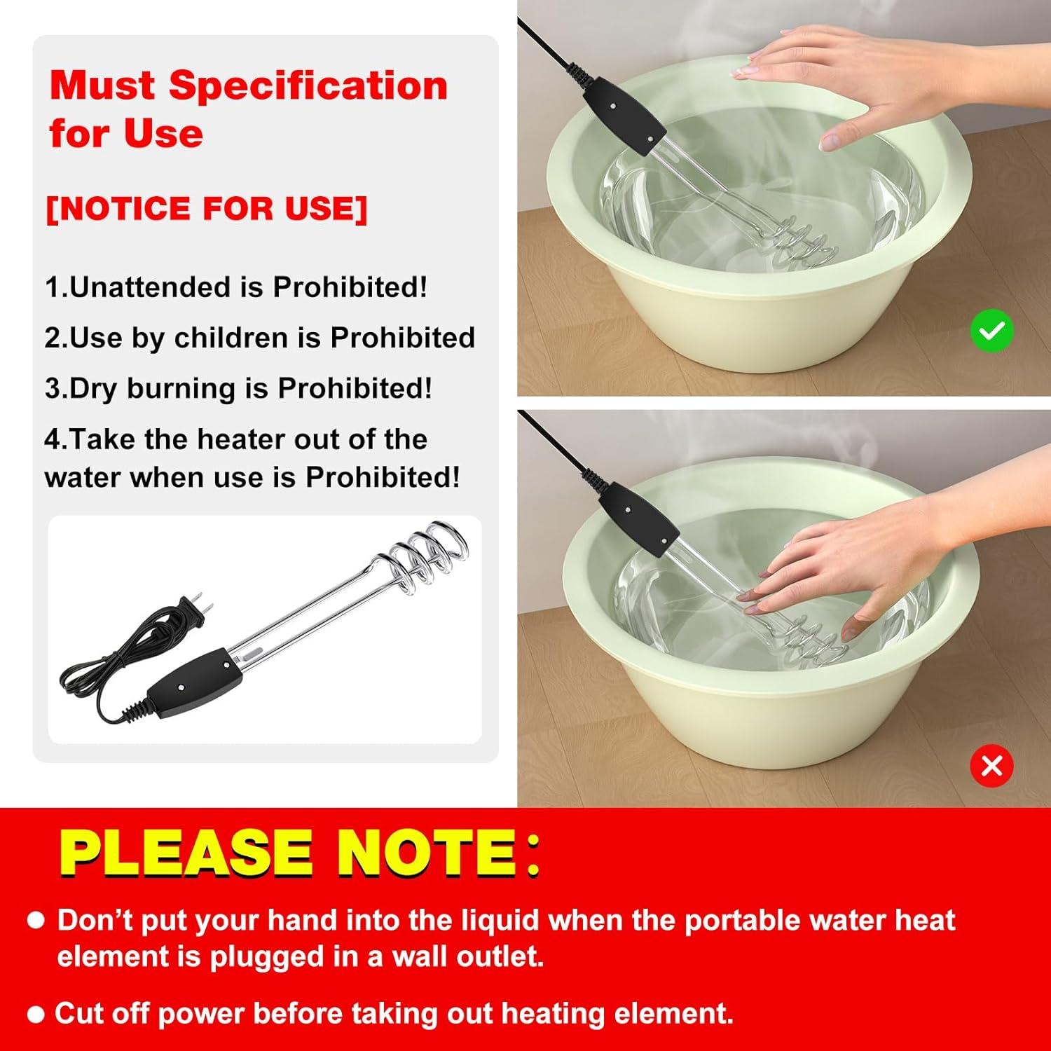 Calentador de Agua Inmerso JIOTAR 1000W 110V Portátil 10in