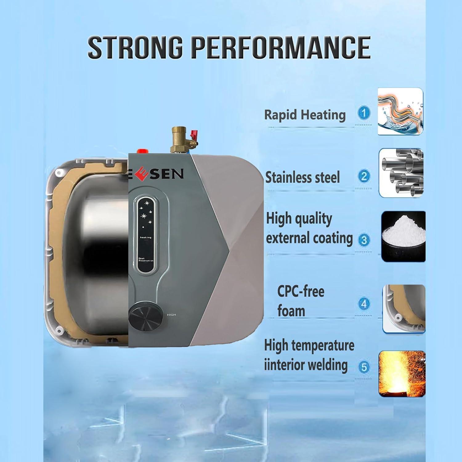 Calentador de Agua Instantáneo GEESEN 10L 1500W Pared Gris