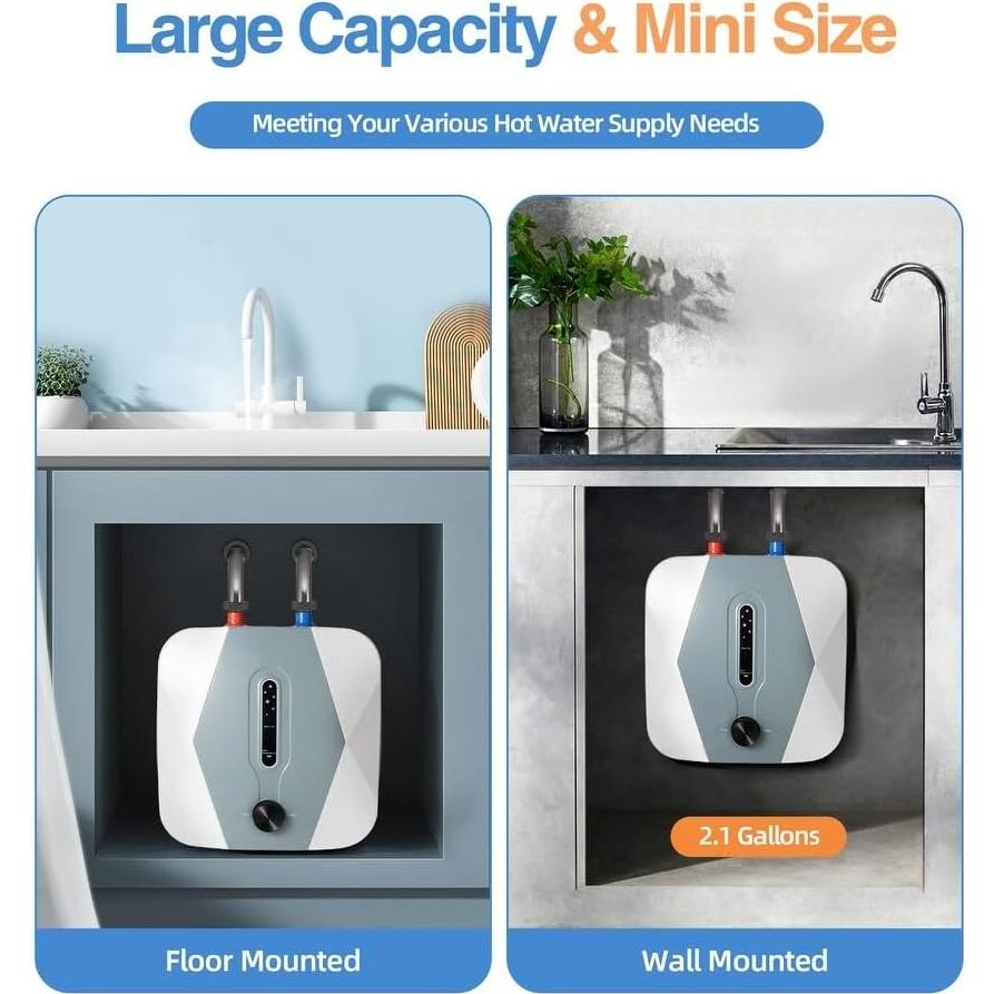 Calentador de Agua Instantáneo GEESEN 10L 1500W Pared Gris