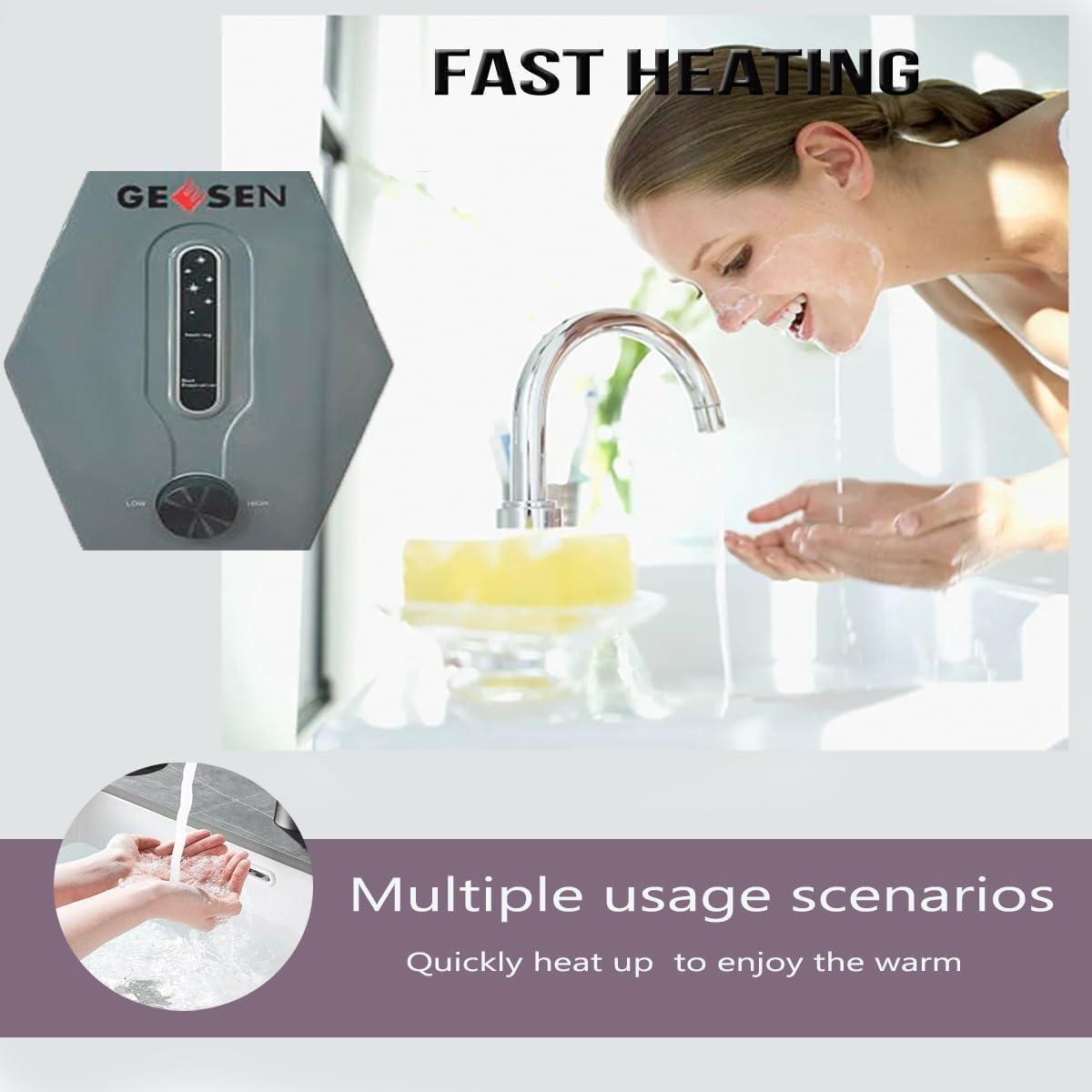 Calentador de Agua Instantáneo GEESEN 10L 1500W Pared Gris