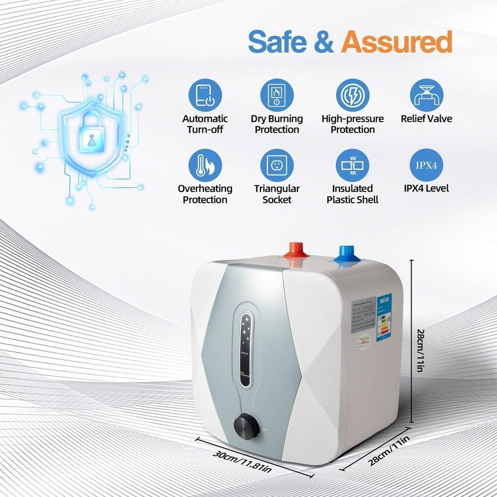 Calentador de Agua Instantáneo GEESEN 10L 1500W Pared Gris