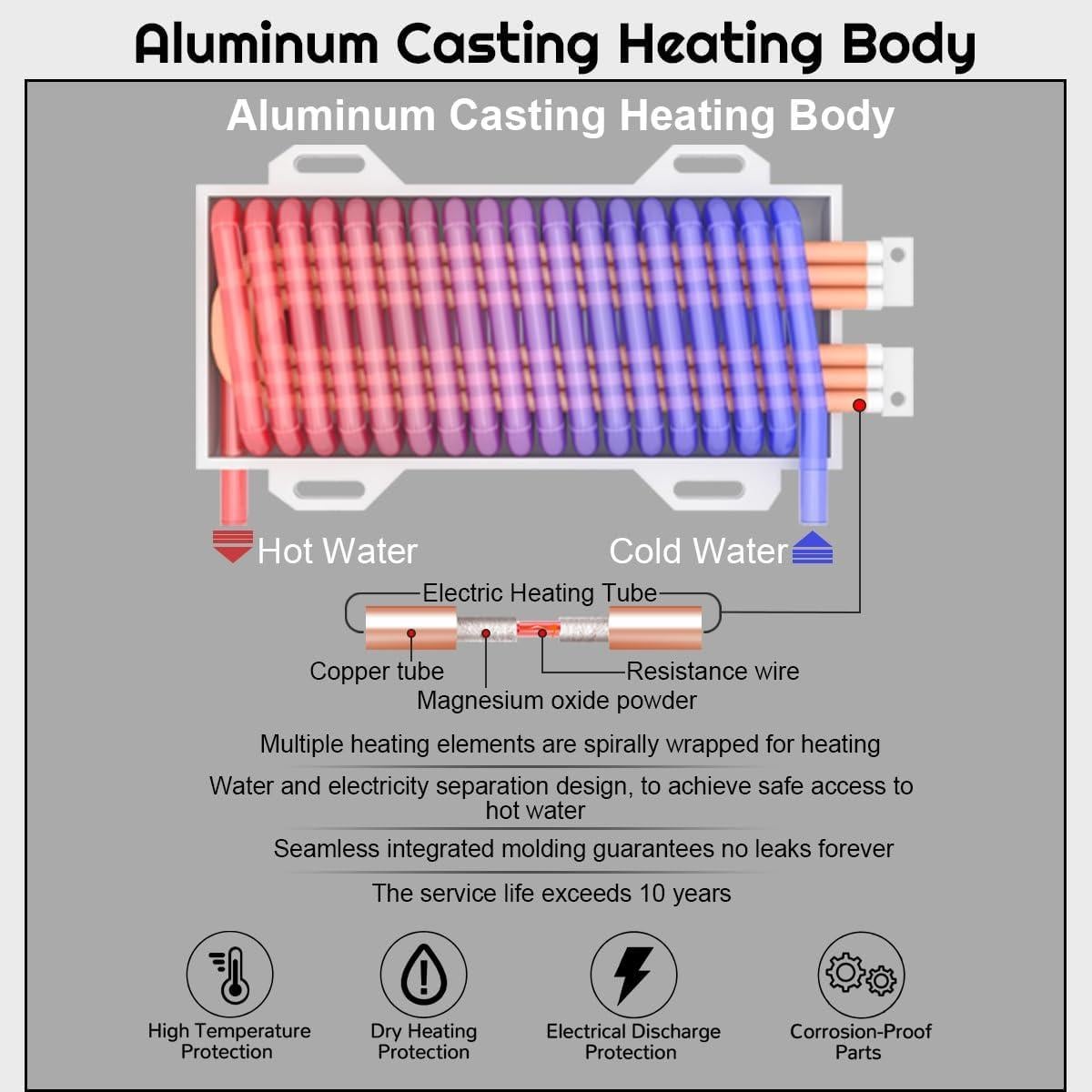Calentador de Agua Instantáneo Eléctrico BISELONG 3.5kW 120V