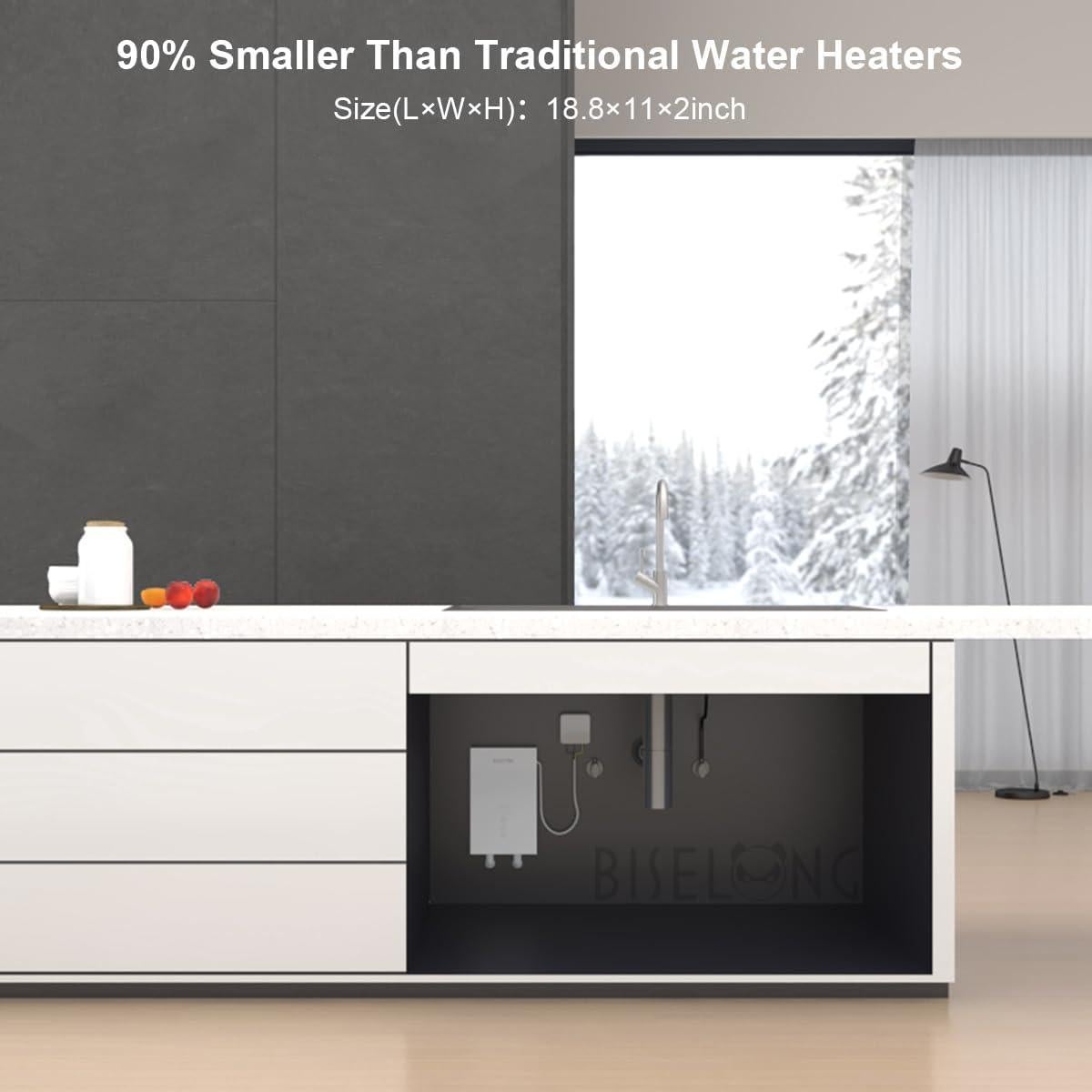 Calentador de Agua Instantáneo Eléctrico BISELONG 3.5kW 120V