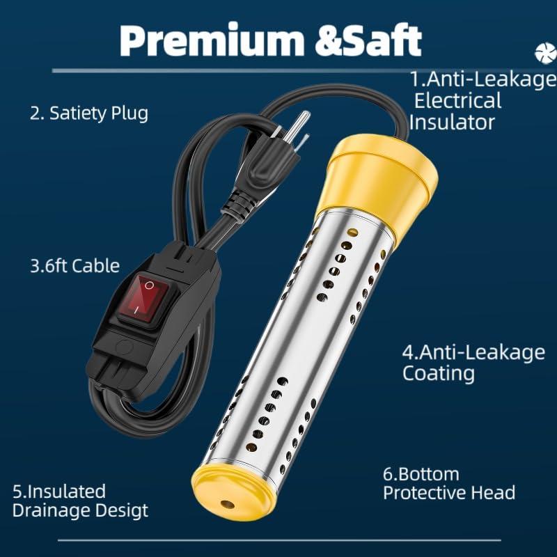 Calentador de Agua de Inmersión KIRFOLUC 2000W para Piscinas