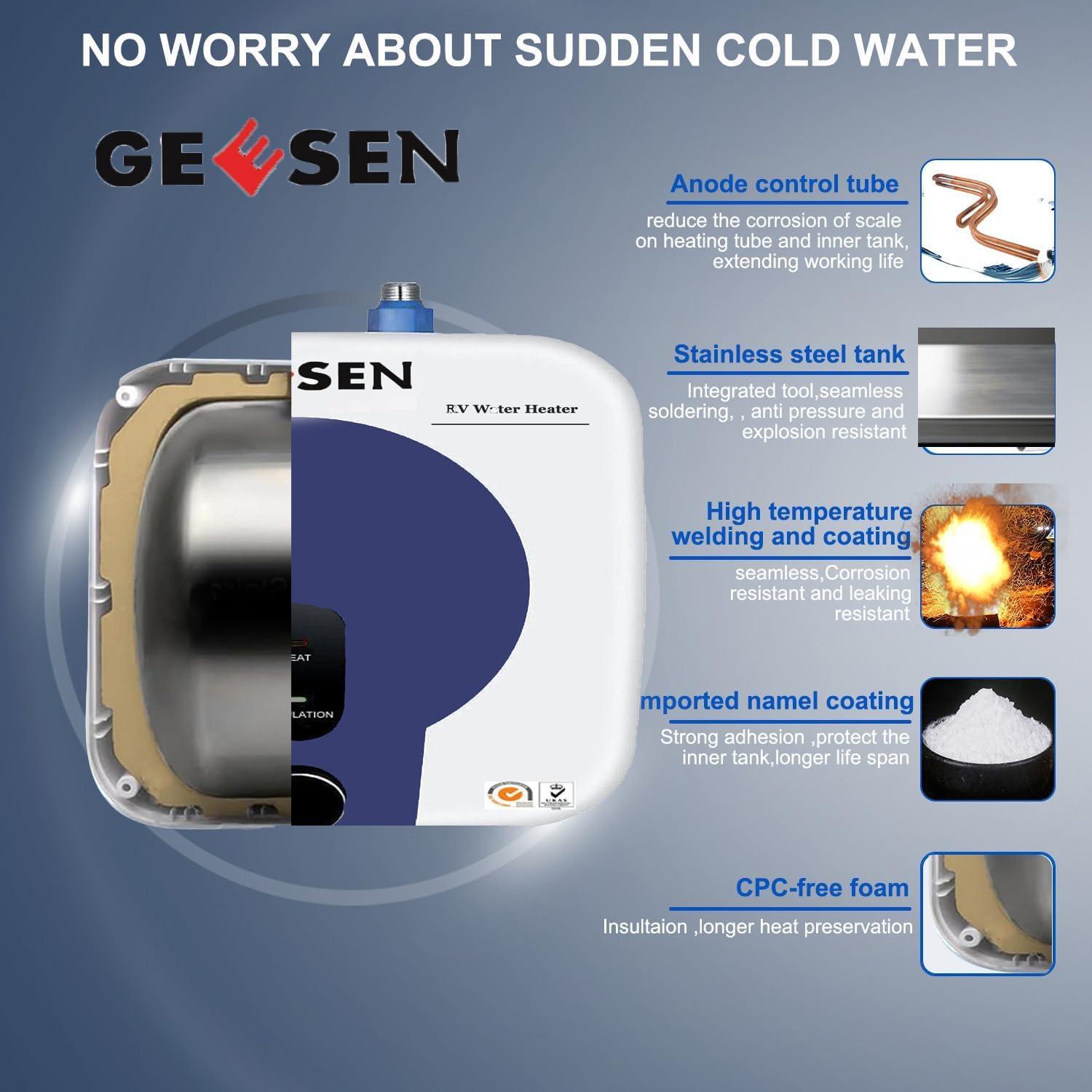 Calentador de Agua Mini GEESEN 2.5 Galones 1500W Blanco