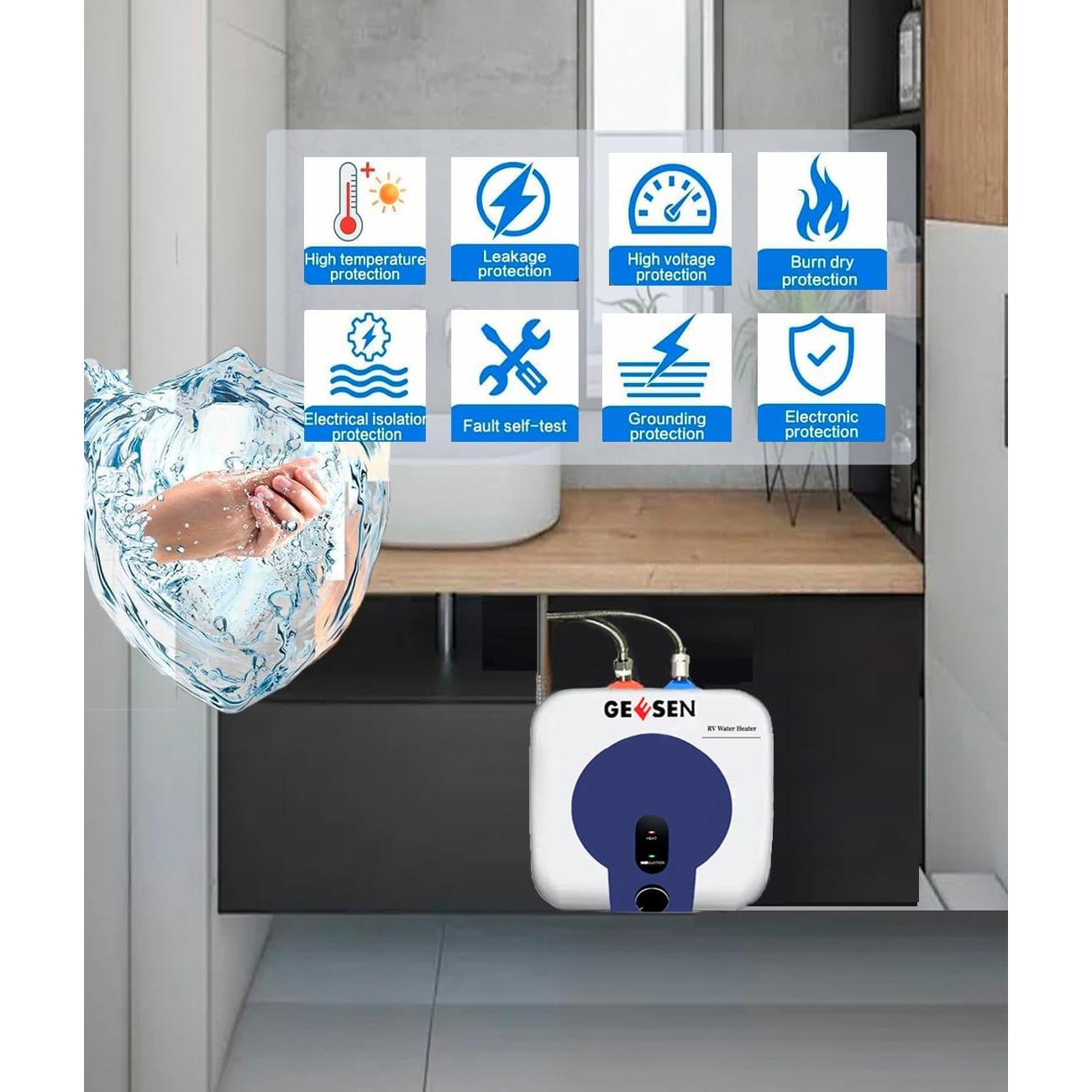 Calentador de Agua Mini GEESEN 2.5 Galones 1500W Blanco