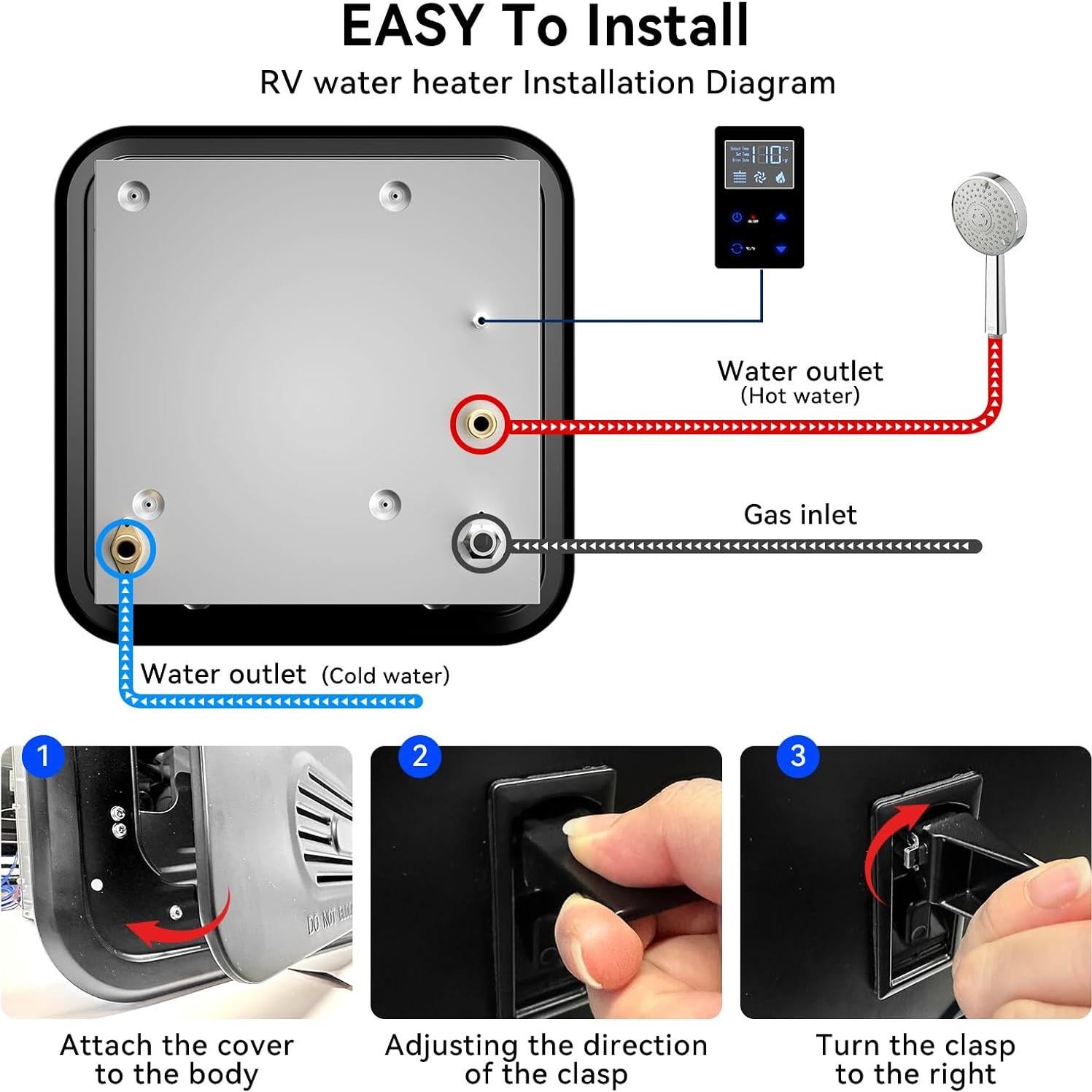 Calentador de Agua Sin Tanque Poukaran 65,000 BTU para RV