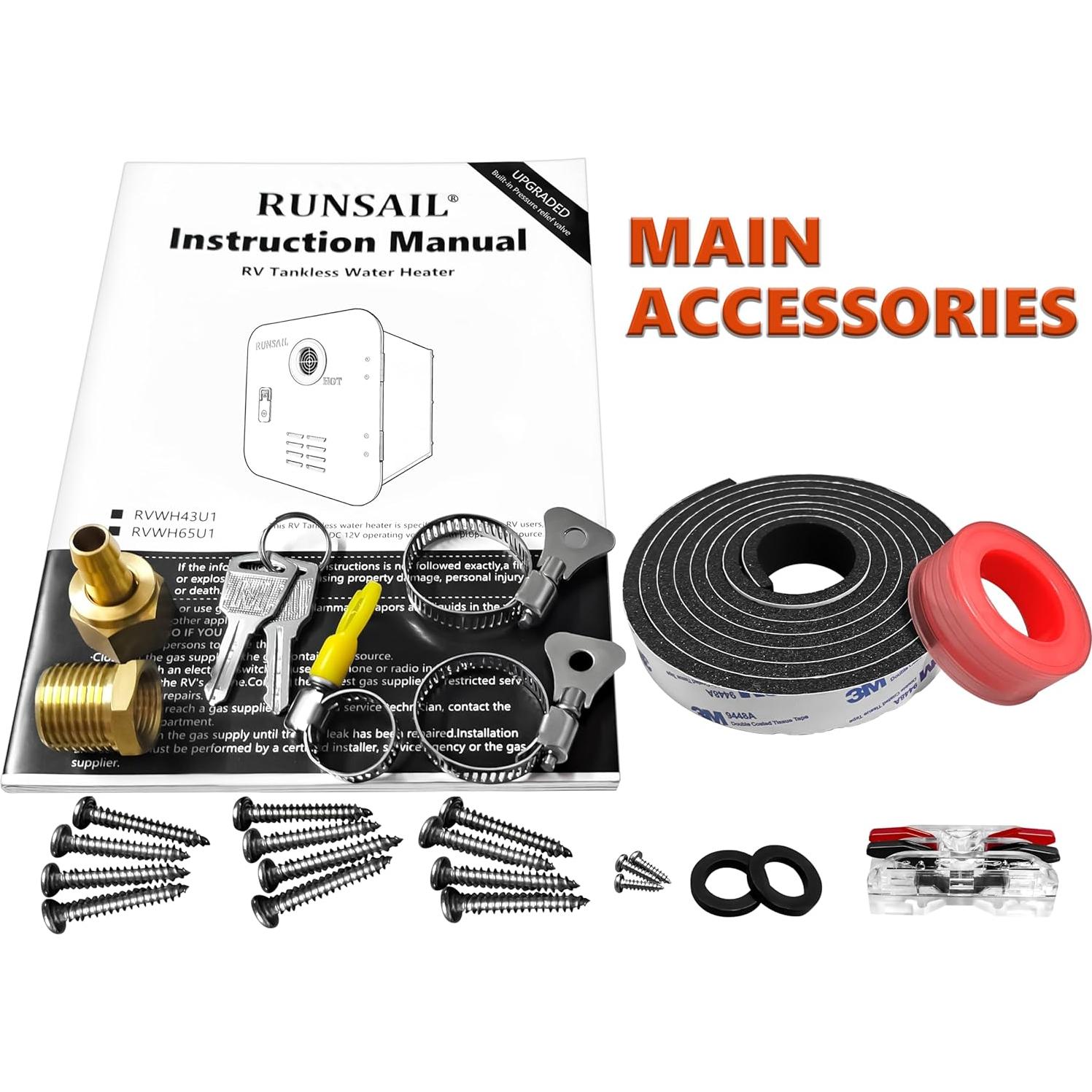 Calentador de Agua Sin Tanque RUNSAIL 65,000 BTU para RV