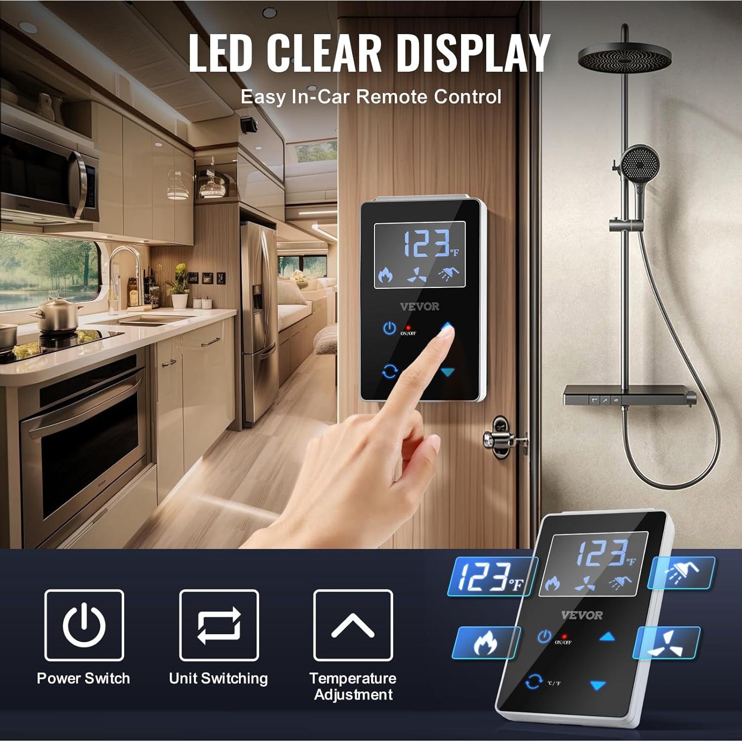 Calentador de Agua Sin Tanque VEVOR 42000 BTU para RV
