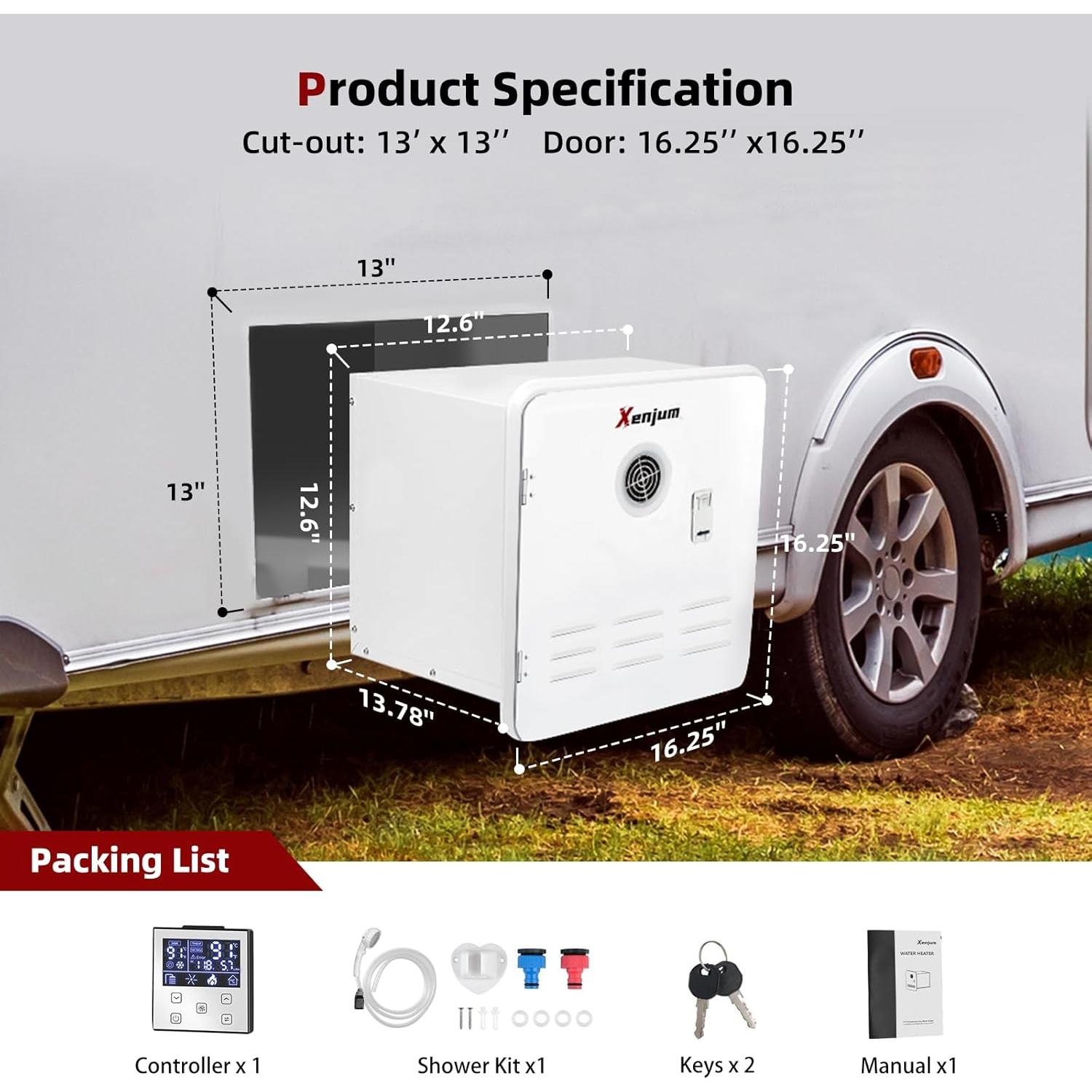 Calentador de Agua Sin Tanque Xenjum 65,000 BTU para RV