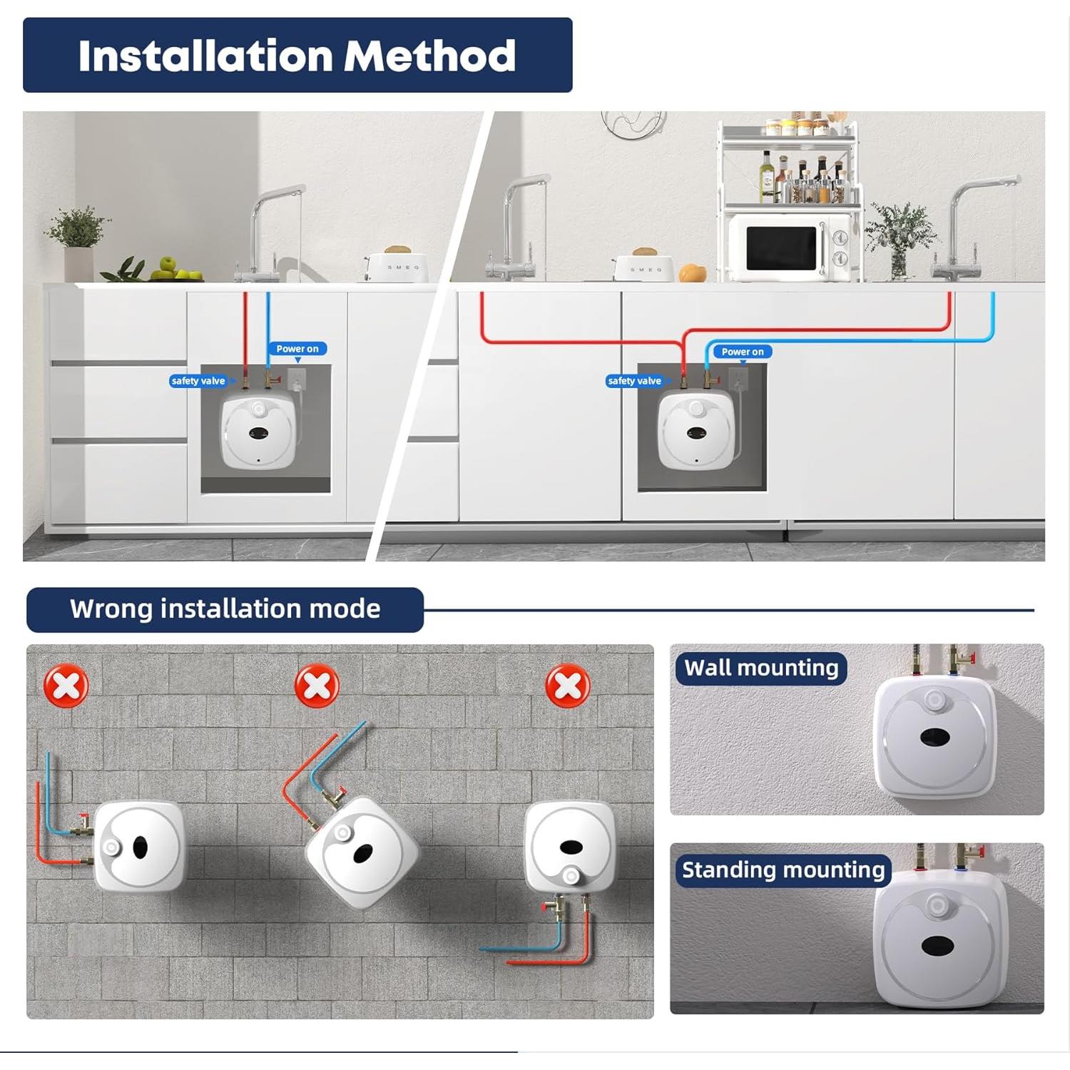 Calentador de Agua Eléctrico YALICE 9.46L 1500W Compacto
