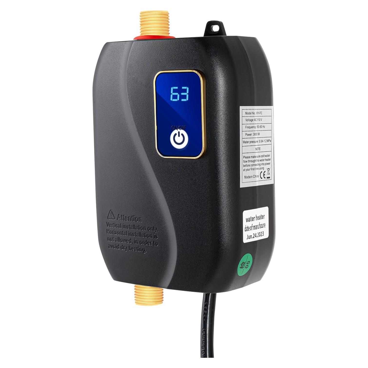 Calentador de Agua Eléctrico Sin Tanque Blisiour 3000W Negro