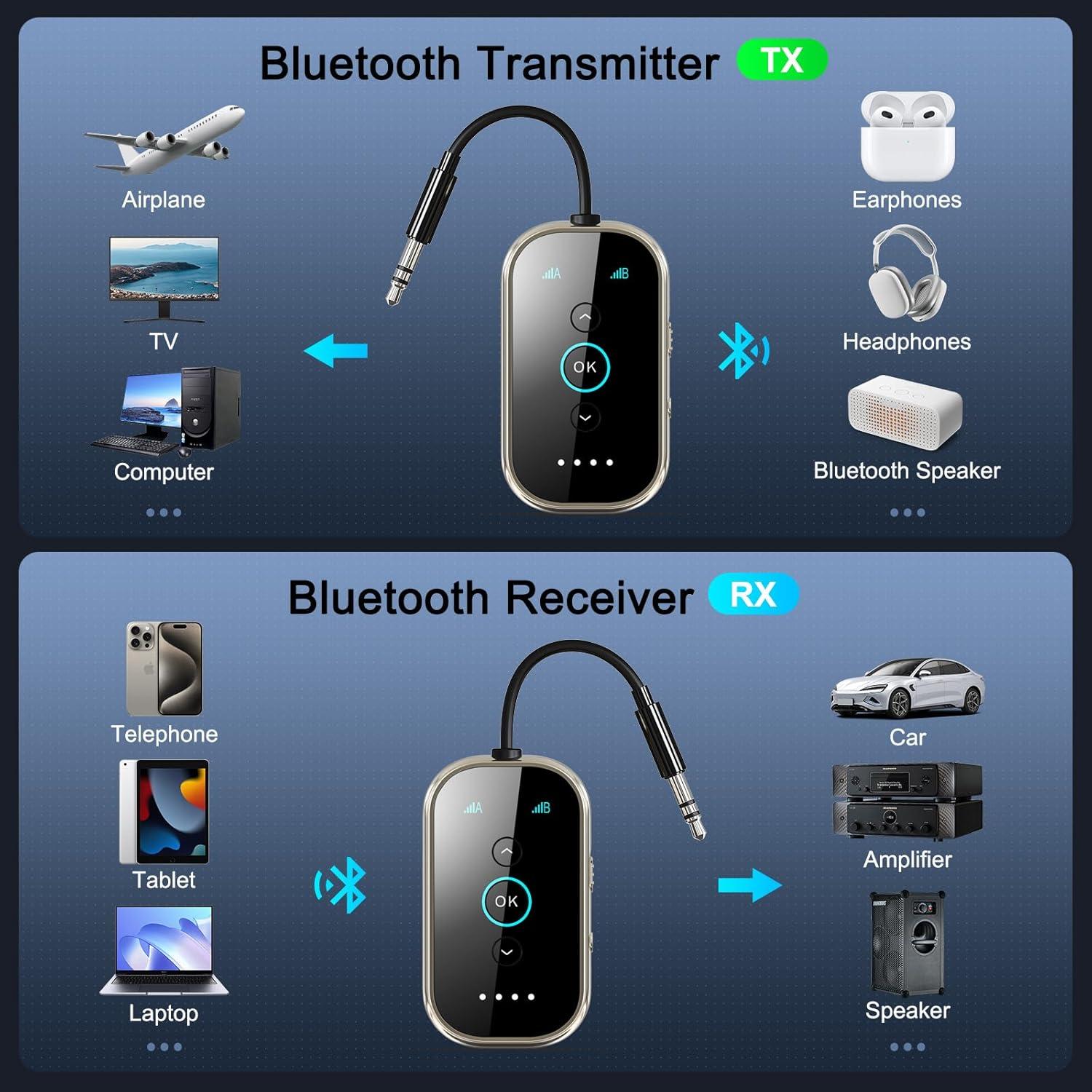 Transmisor Receptor Bluetooth 5.4 Xmagpot T3 - Audio HD, Doble Conexión