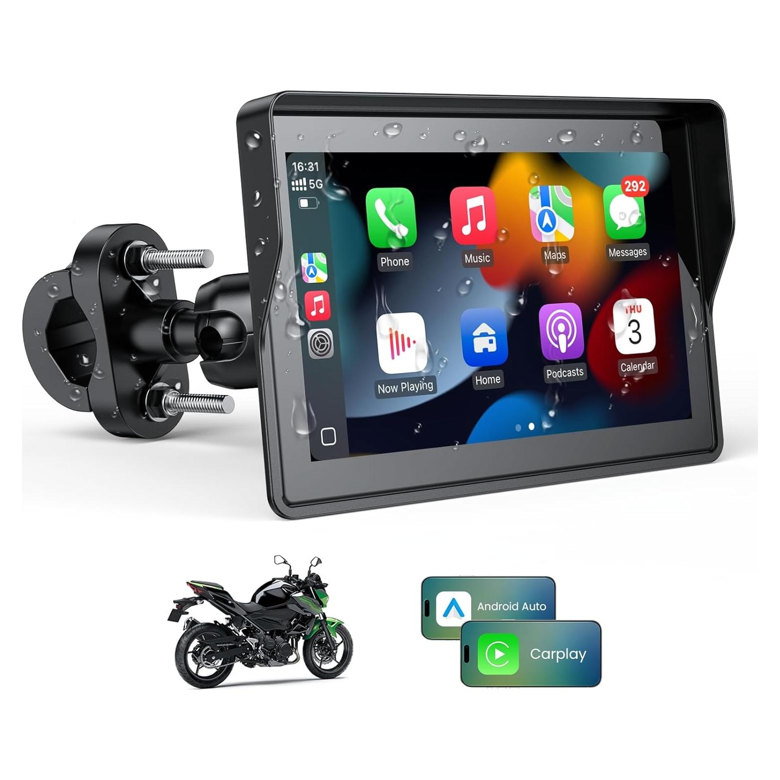 GPS para Motocicleta WonVon 5" con CarPlay y Android Auto