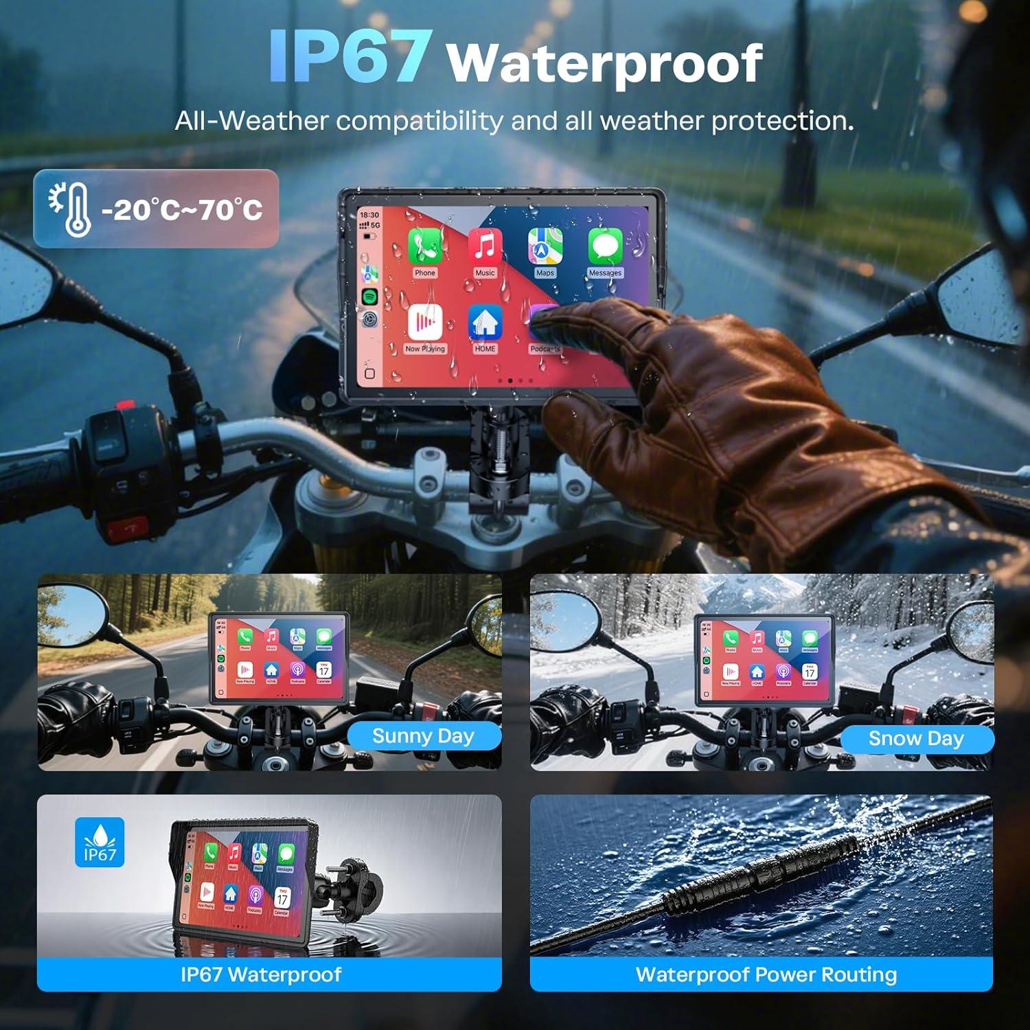 GPS para Motocicleta WonVon 5" con CarPlay y Android Auto