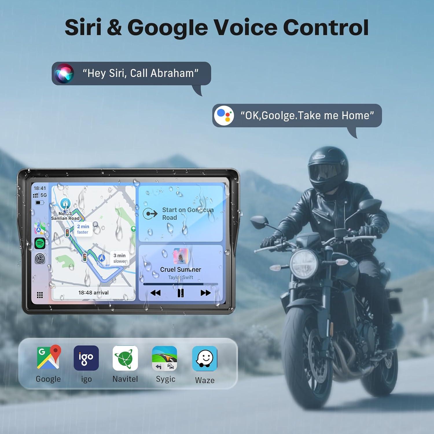 GPS para Motocicleta WonVon 5" con CarPlay y Android Auto