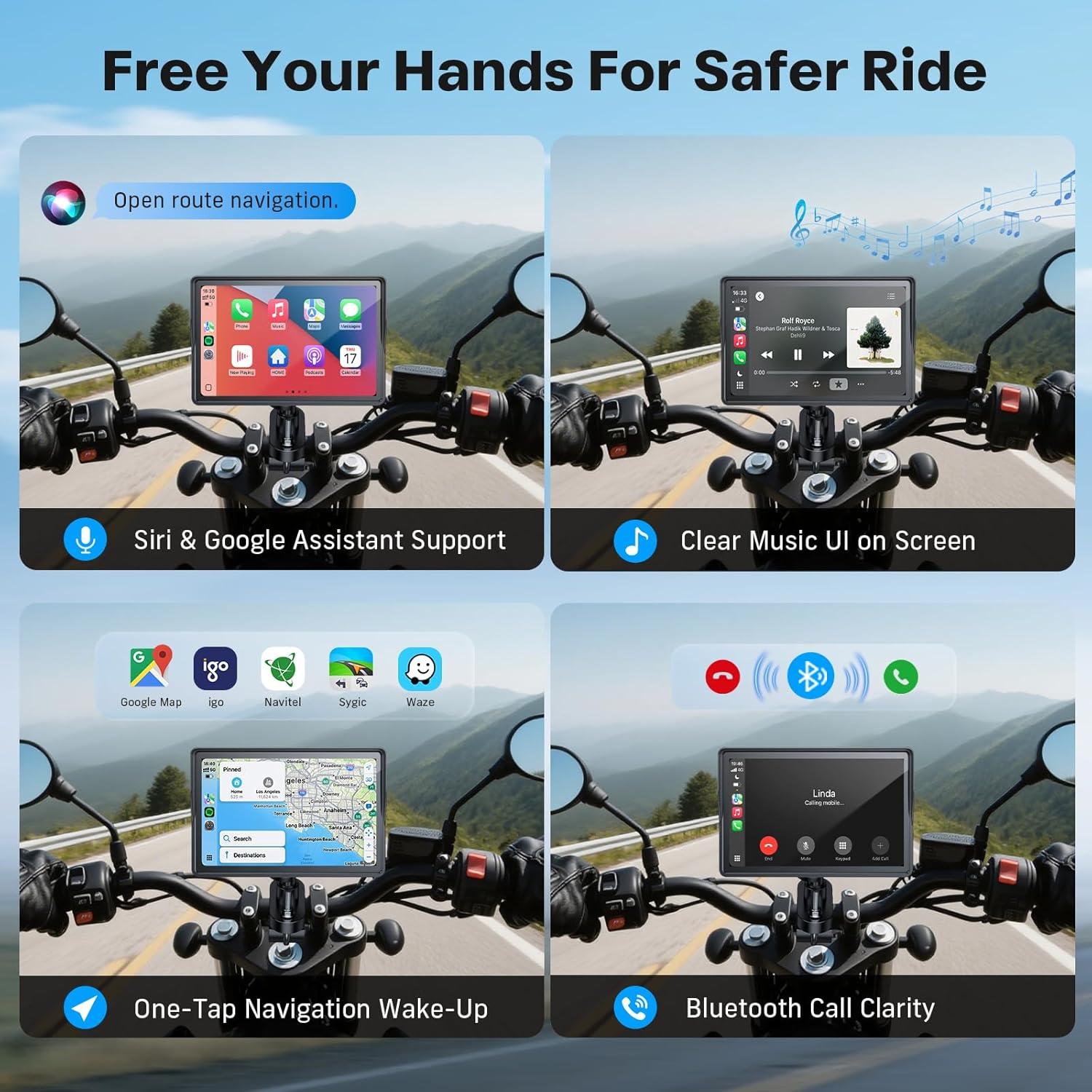 GPS para Motocicleta WonVon 5" con CarPlay y Android Auto