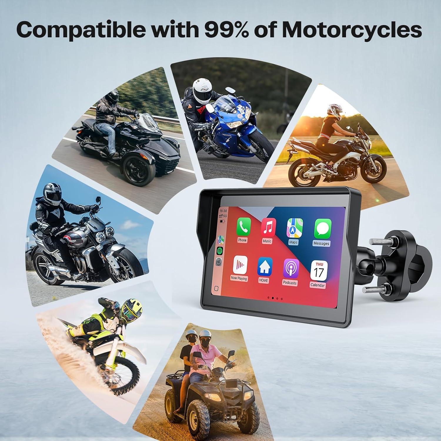 GPS para Motocicleta WonVon 5" con CarPlay y Android Auto