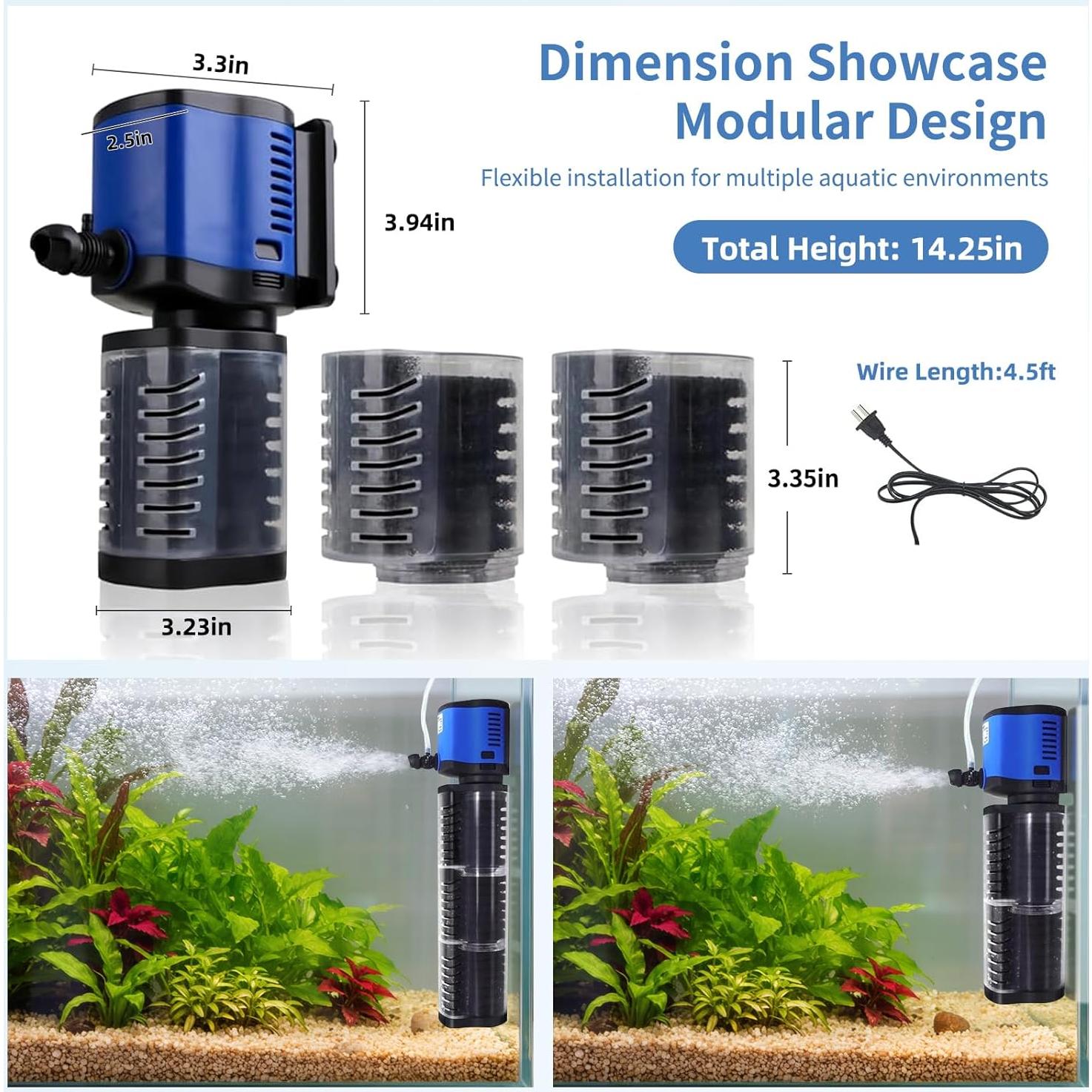 Filtro de Acuario TARARIUM JQP-1500F 1514 LPH Silencioso