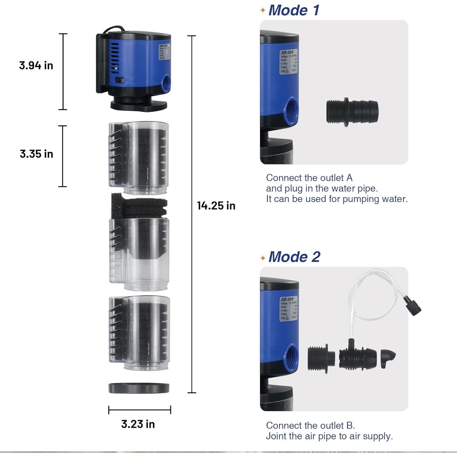 Filtro de Acuario TARARIUM JQP-1500F 1514 LPH Silencioso