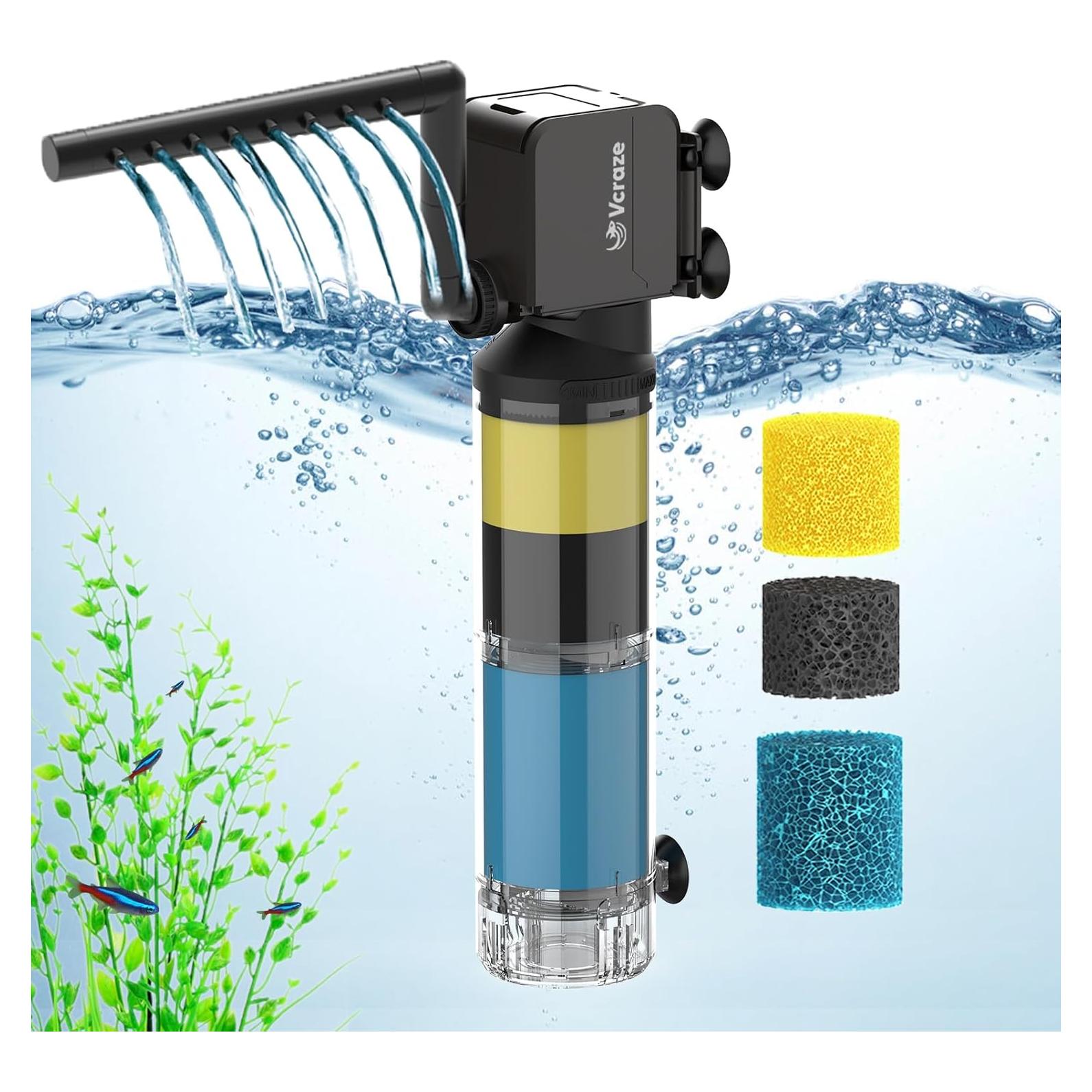Filtro de Acuario Interno VCRAZE HCF-314F 20W 300GPH 3 Etapas