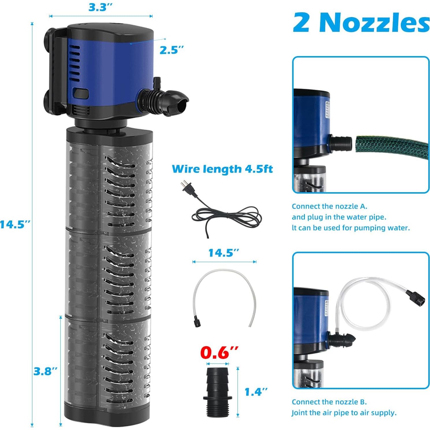 Filtro de Acuario TARARIUM 400GPH para 284-757 Litros