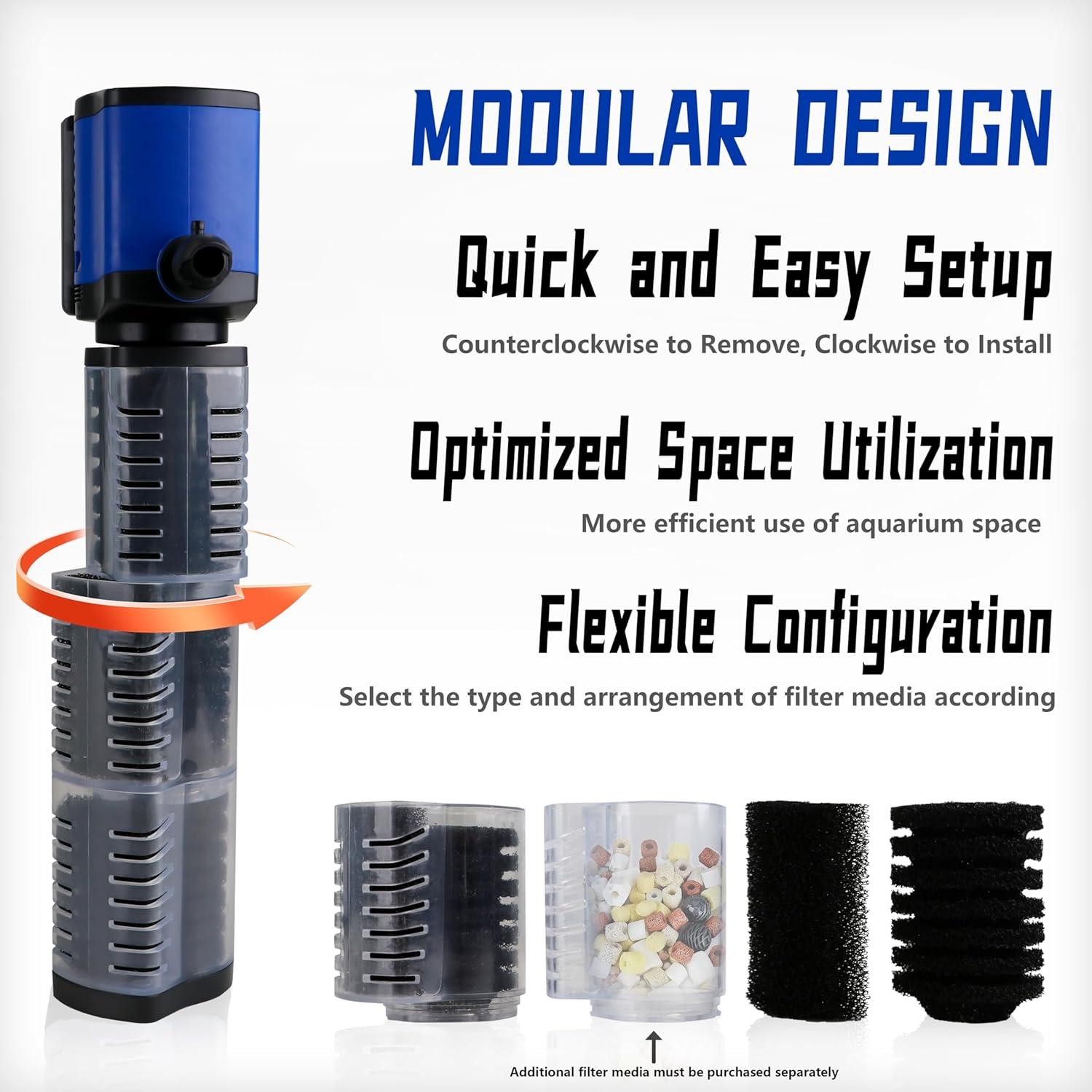 Filtro de Acuario Coospider 100-300 Galones 660GPH Esponja