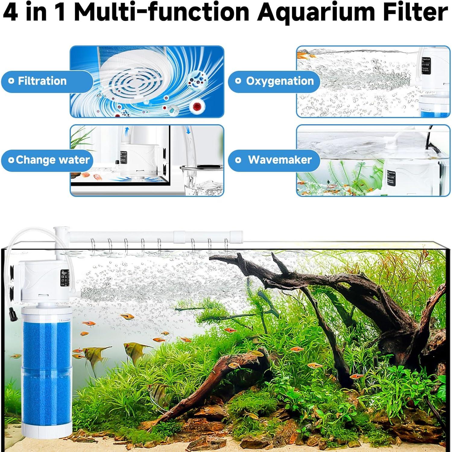 Filtro de Acuario AQQA Whisper 15W para 190-380 Litros