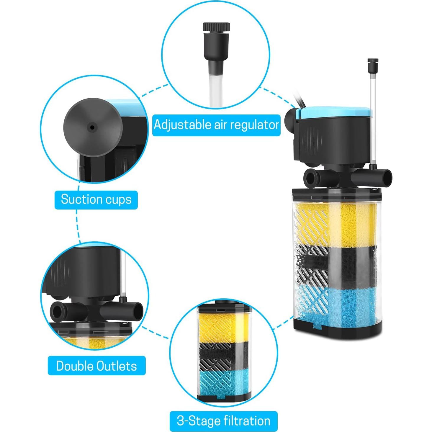 Filtro Interno AquaMiracle 3 Etapas para Acuarios 10-40 Gal