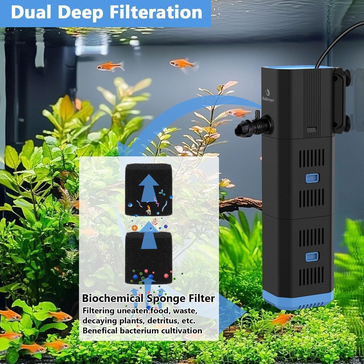 Filtro de Acuario Interno Fishkepper 6W 132GPH para 10-50 Galones