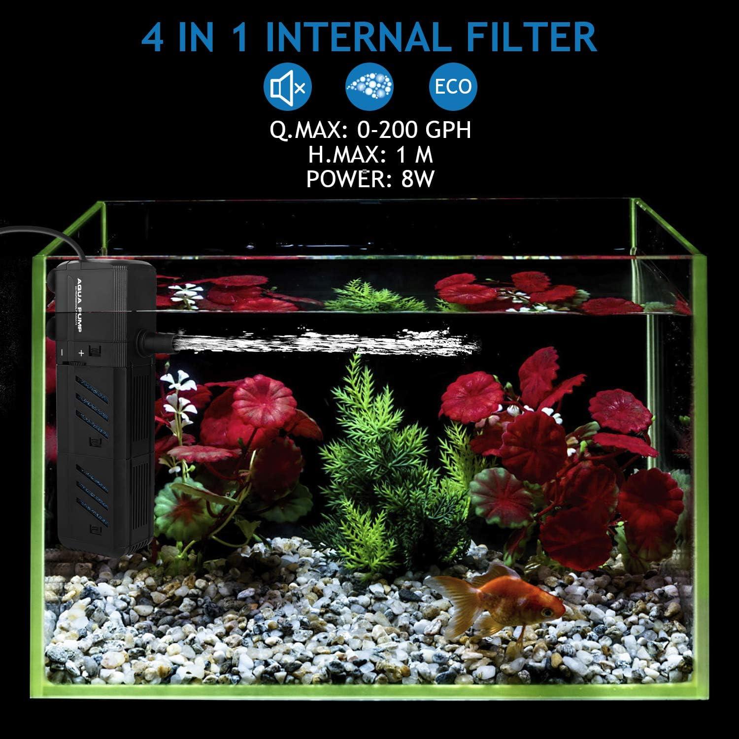 Filtro Interno Acuario NO.17 8W Ajustable 200 GPH 10-50 Galones