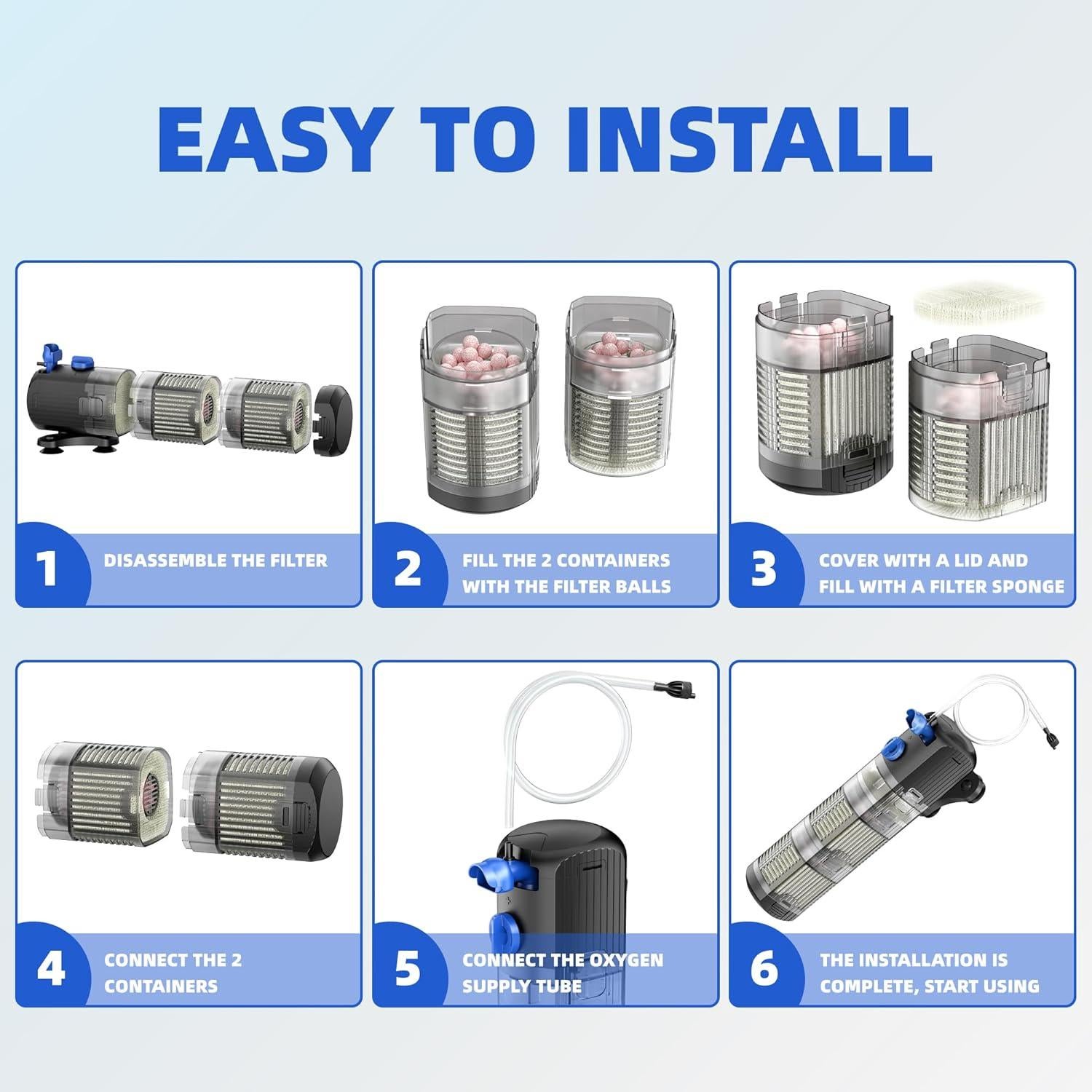 Filtro Interno Sumergible FREESEA CF-700 8W para Acuarios 75-378L