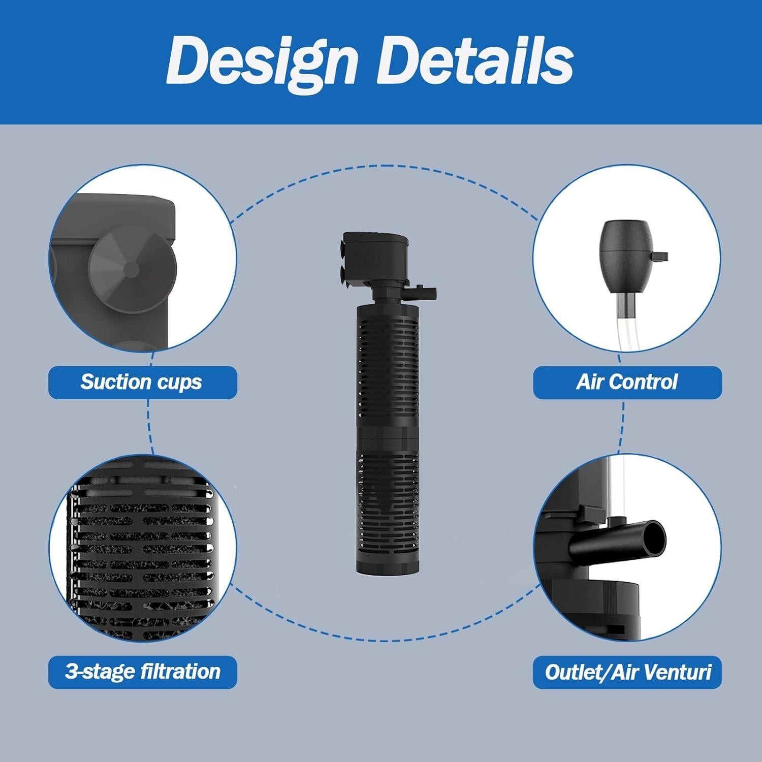 Filtro Interno AquaMiracle QR188 4 Etapas para Acuarios 151-265L