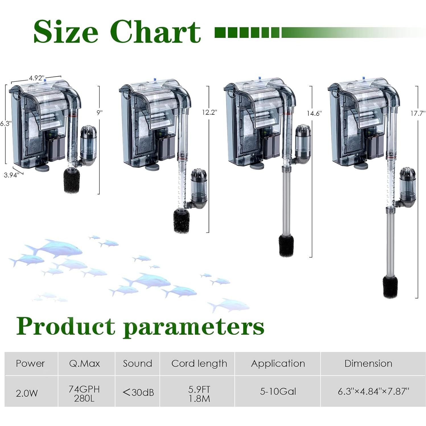 Filtro de Poder AQQA AQ106 para Acuarios 5-10 Galones