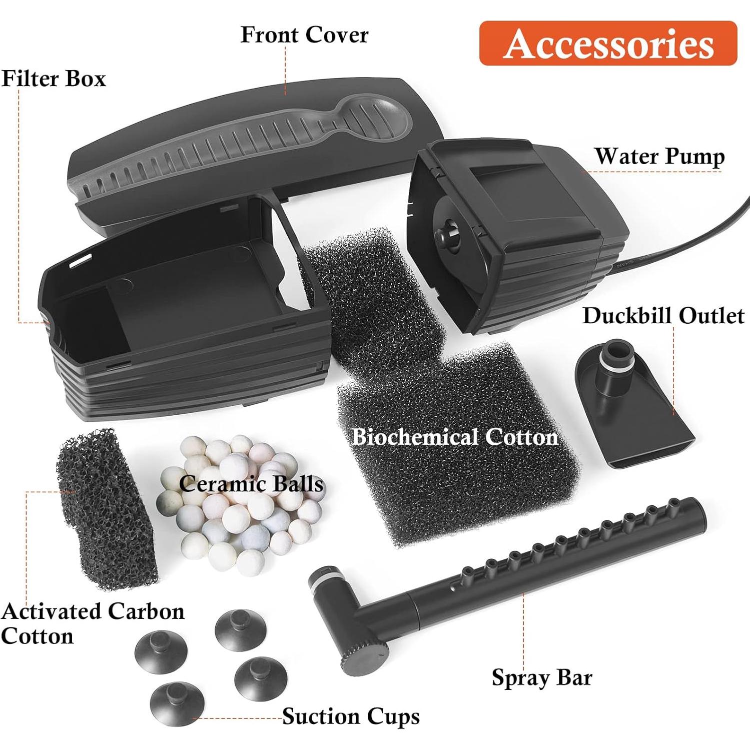 Filtro Interno de Acuario FEDOUR 8W 625 L/h para Tanques 10-50 Gal