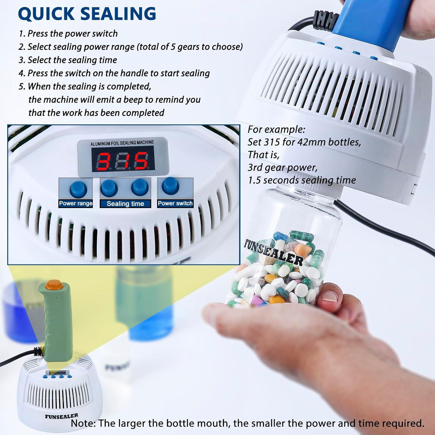 Máquina de Sellado por Inducción FUNSEALER 110-220V para Botellas