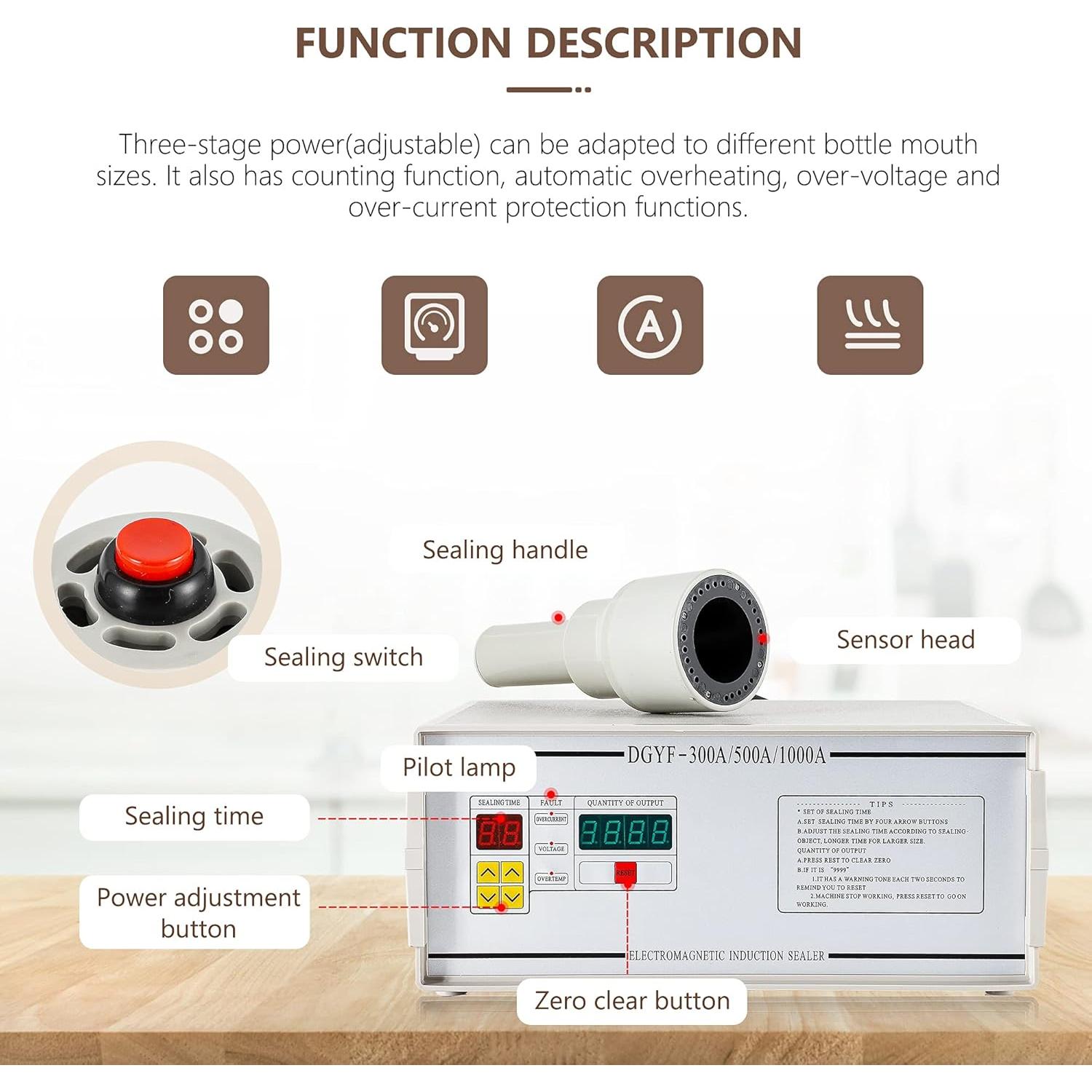 Sellador de Tapas por Inducción NEWTRY 10-50mm 220V