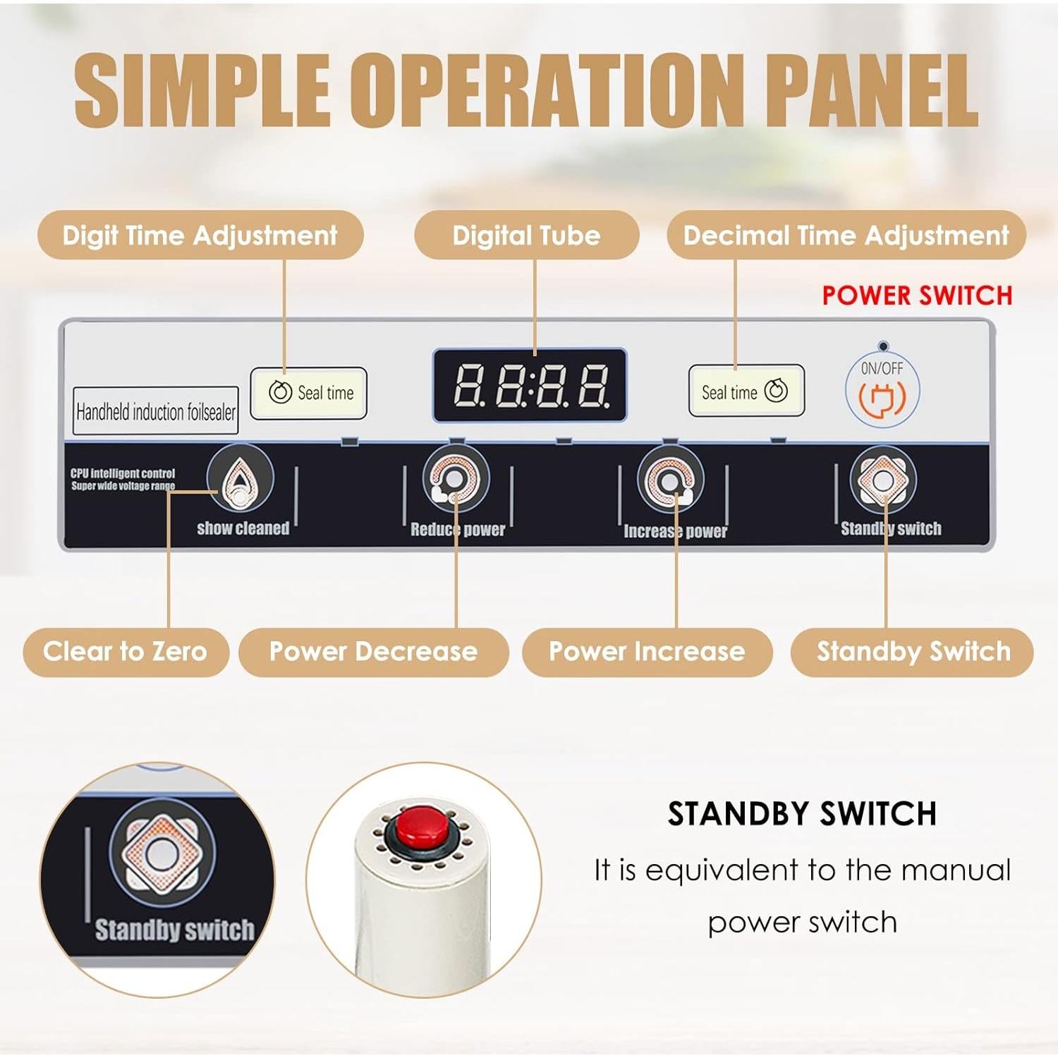 Sellador de Inducción NEWTRY 20-100mm 1200W Automático