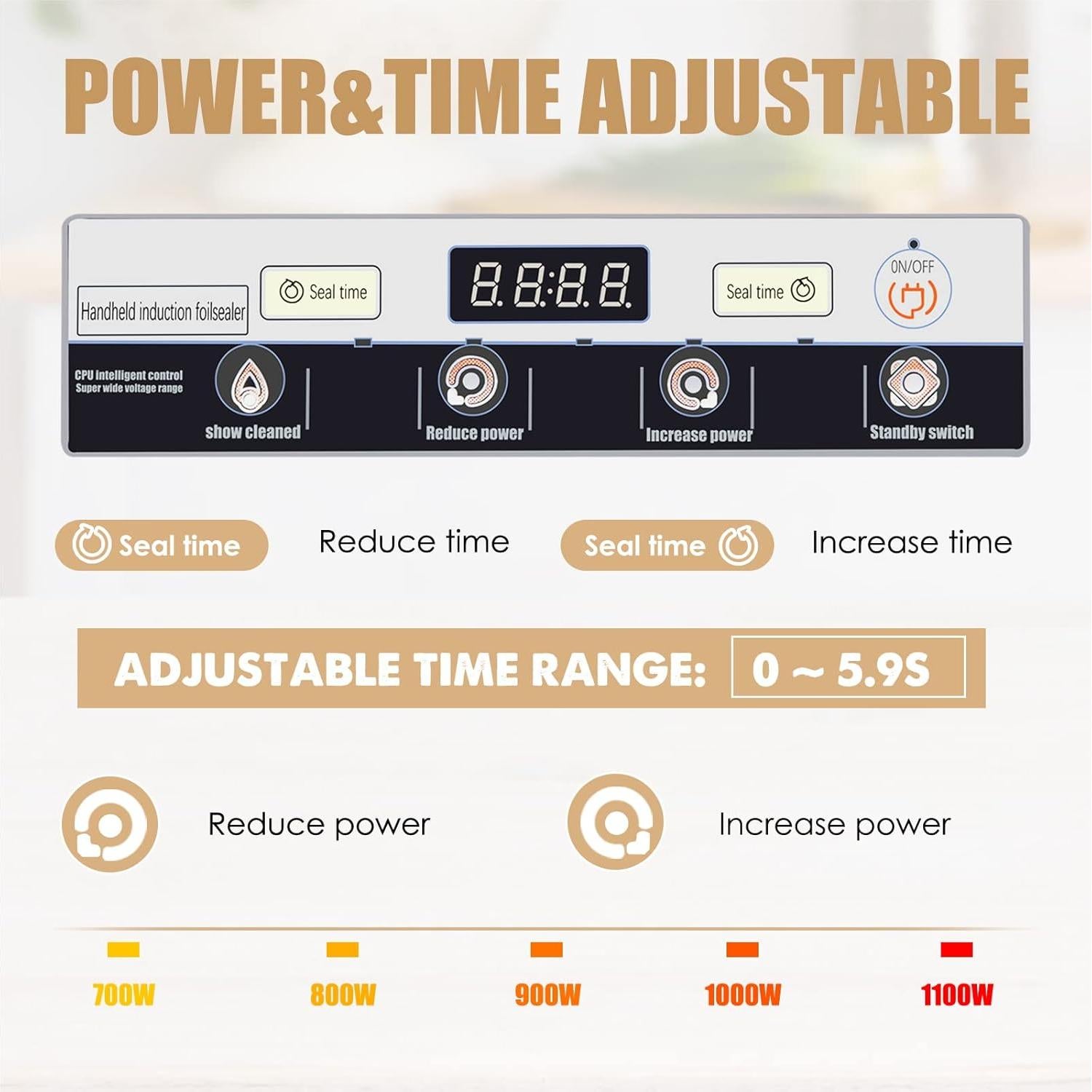 Sellador de Inducción NEWTRY 20-100mm 1200W Automático