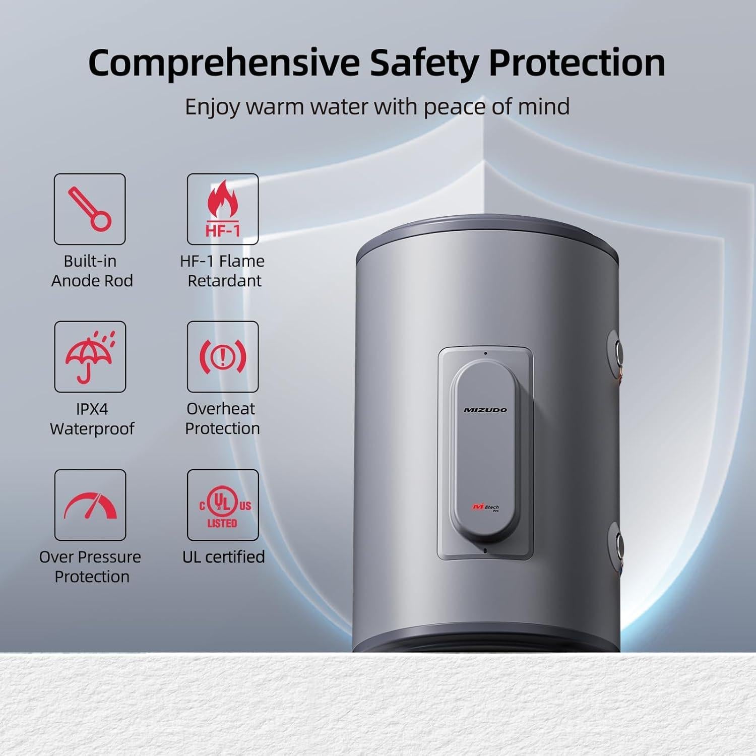 Calentador de Agua Eléctrico MIZUDO 10 Galones 1500W 120V