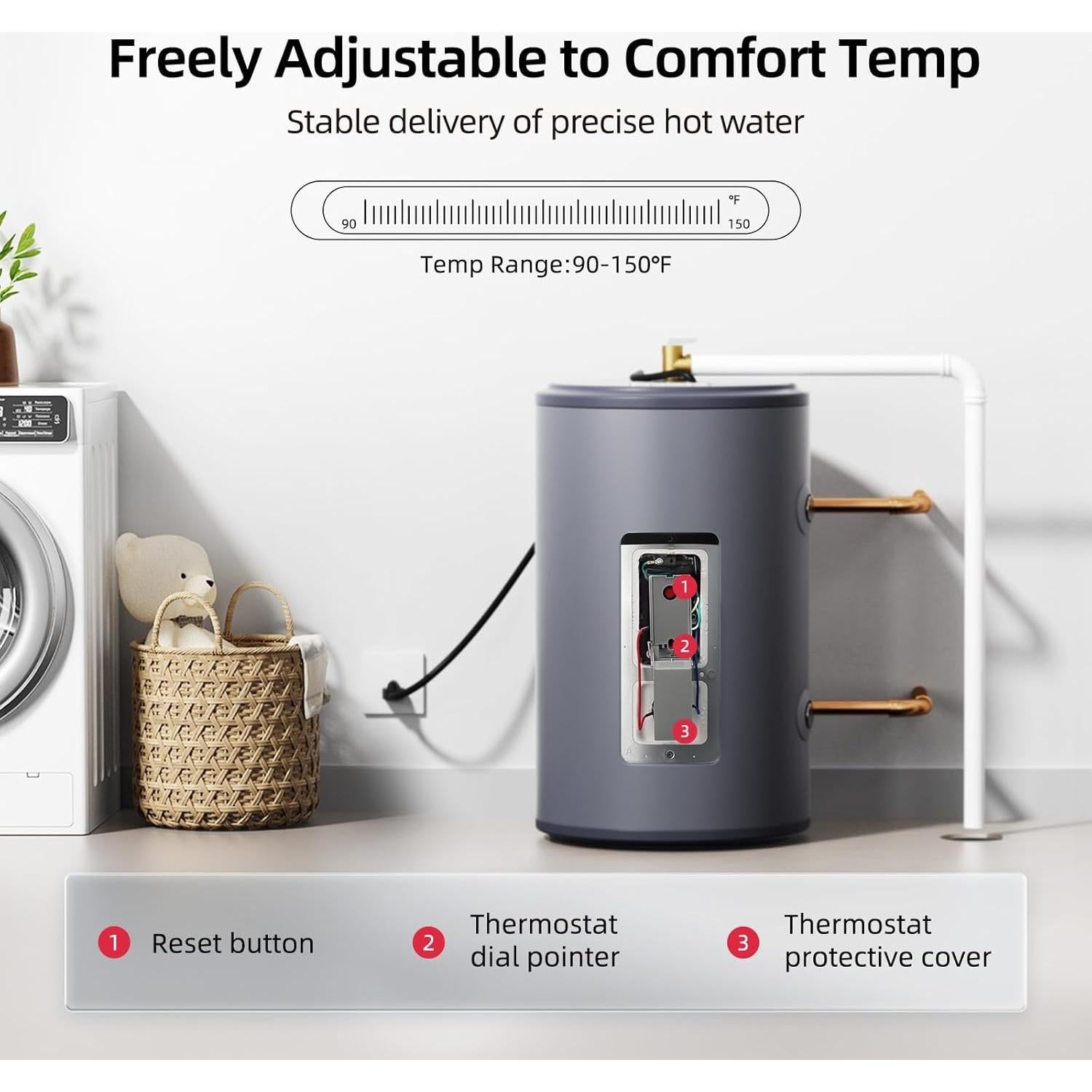 Calentador de Agua Eléctrico MIZUDO 10 Galones 1500W 120V