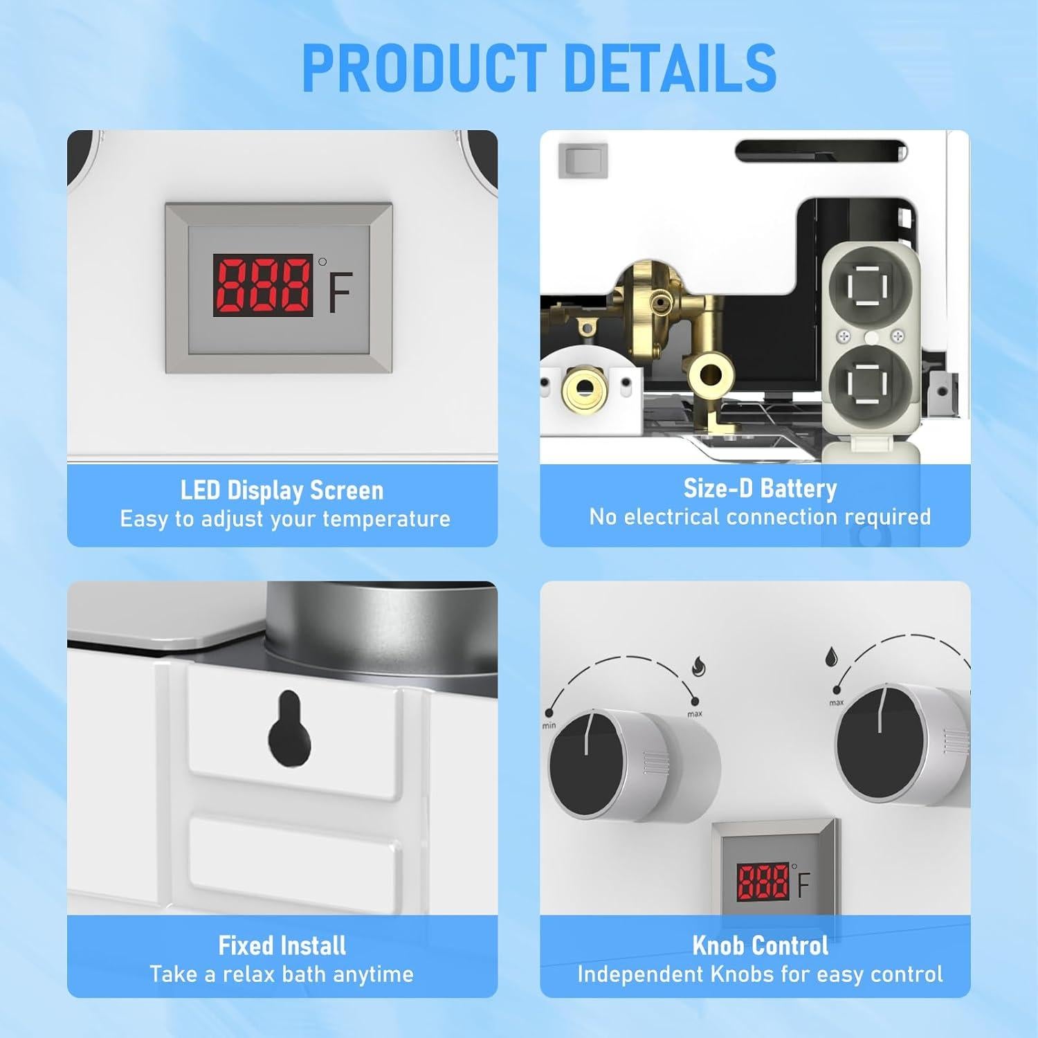 Calentador de Agua Sin Tanque VANSTON 10L para Camping