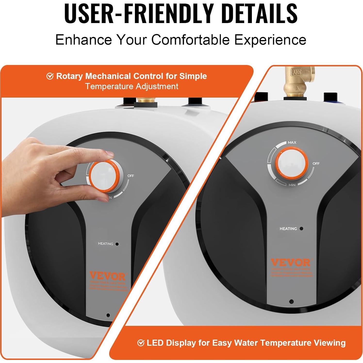 Calentador de Agua Eléctrico VEVOR 15 Litros 1440W Pared
