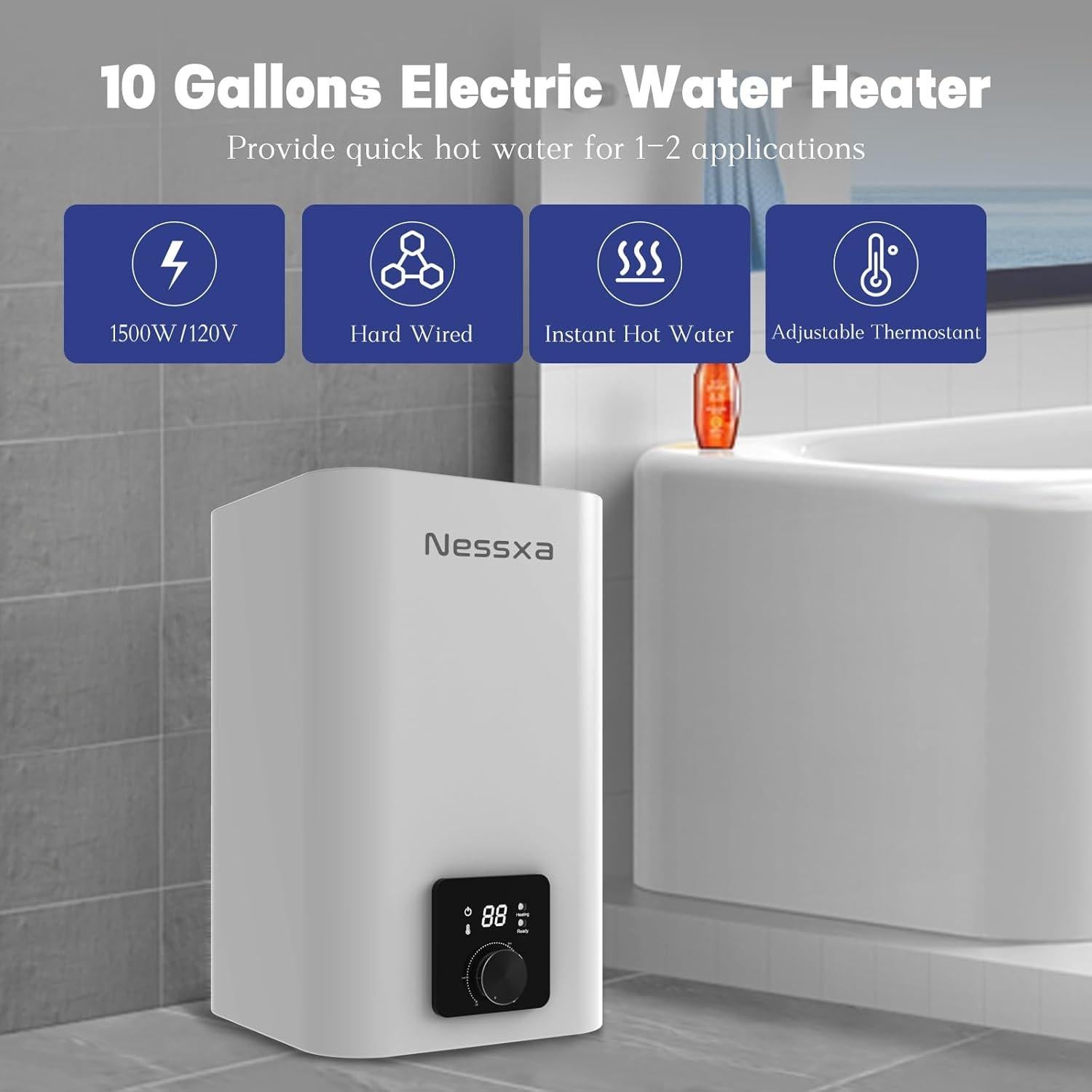 Calentador de Agua Eléctrico Nessxa 30L 1500W Bajo Demanda