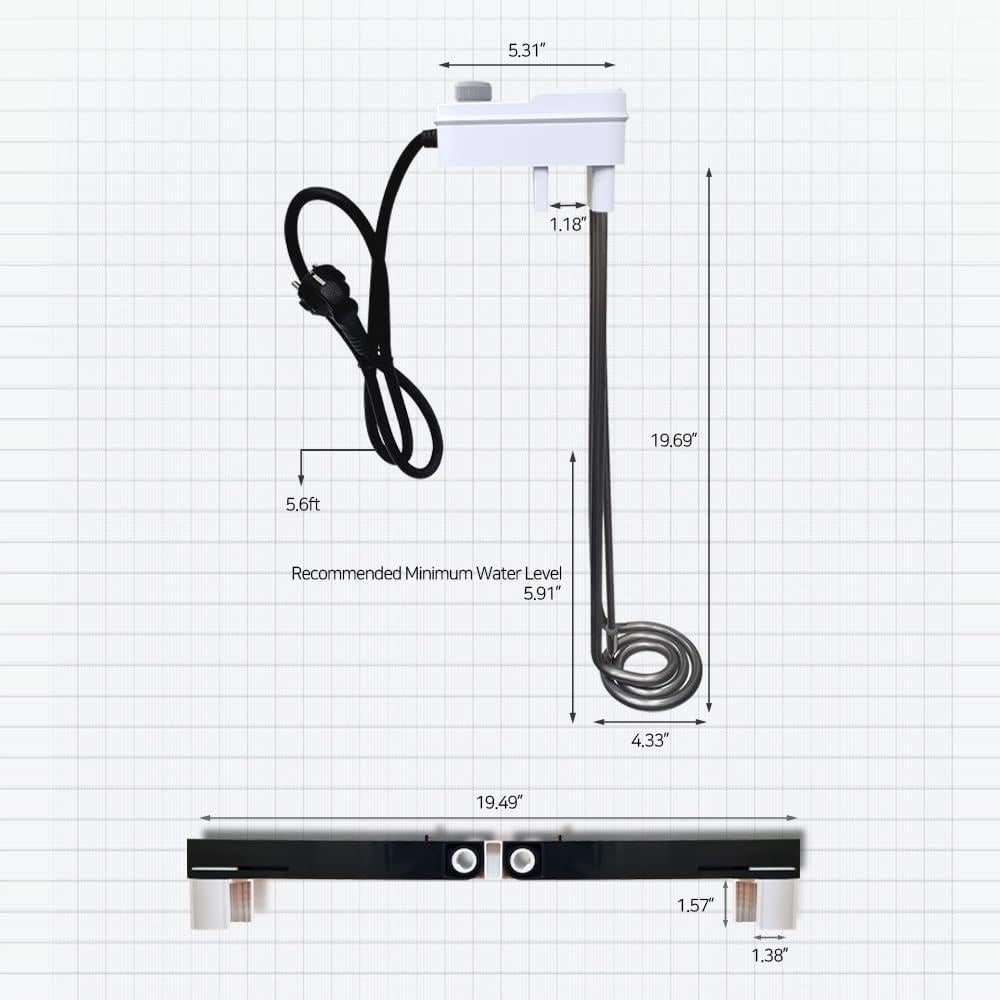 Calentador de Agua de Inmersión KD 1600W Acero Inoxidable