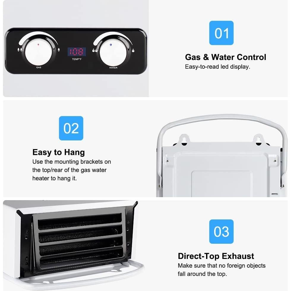 Calentador de Agua Portátil CAMPLUX 1.5 GPM Gas Sin Tanque